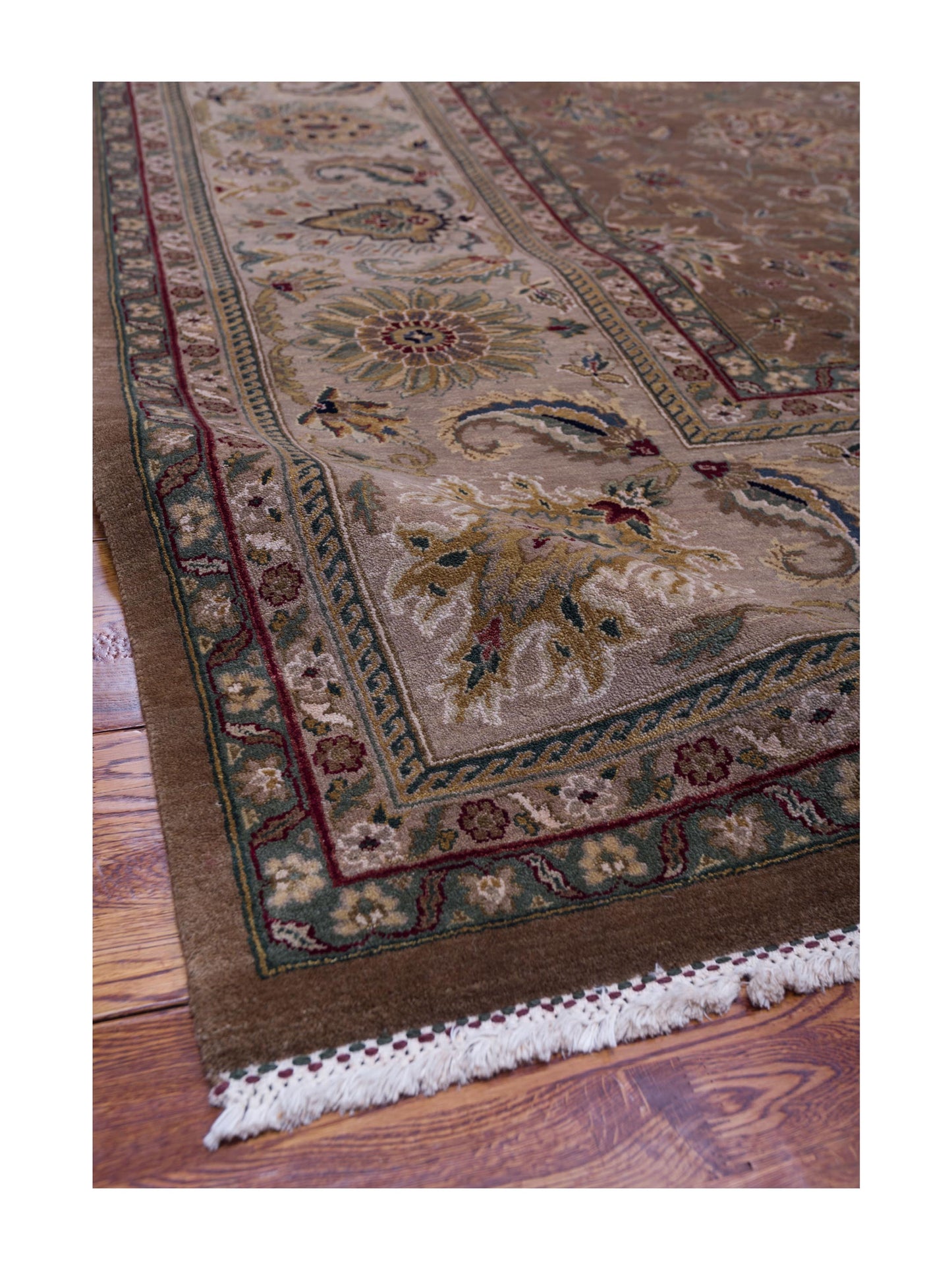 Crown 96411 Brown Light Brown 10.2x14.2 Hand Knotted Rug