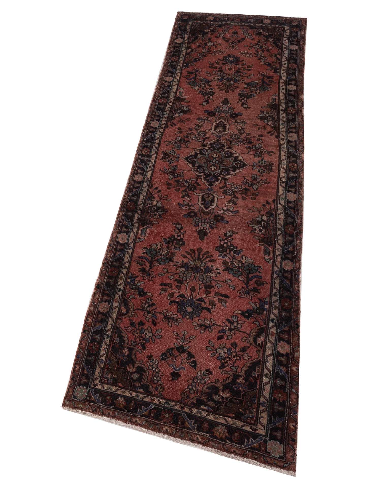 Persian 147705 Rust Brown 2.7x9.4 Hand Knotted Rug