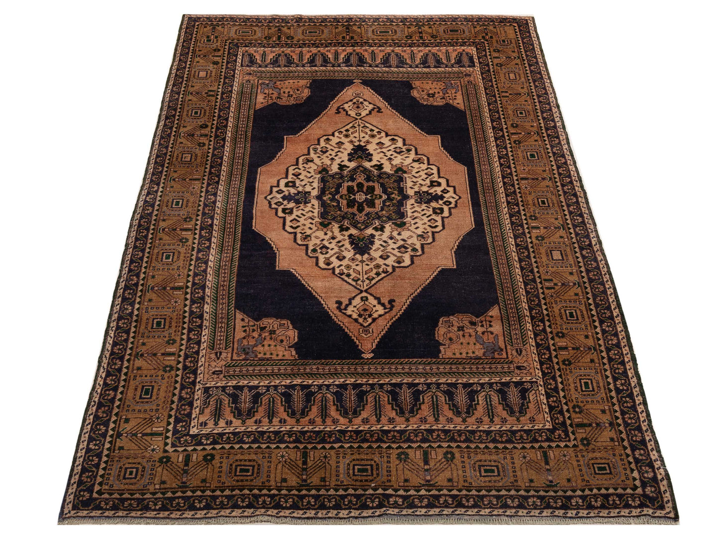 Old Anatolian 154122 Blue Brown 5.10x9.10 Hand Knotted Rug