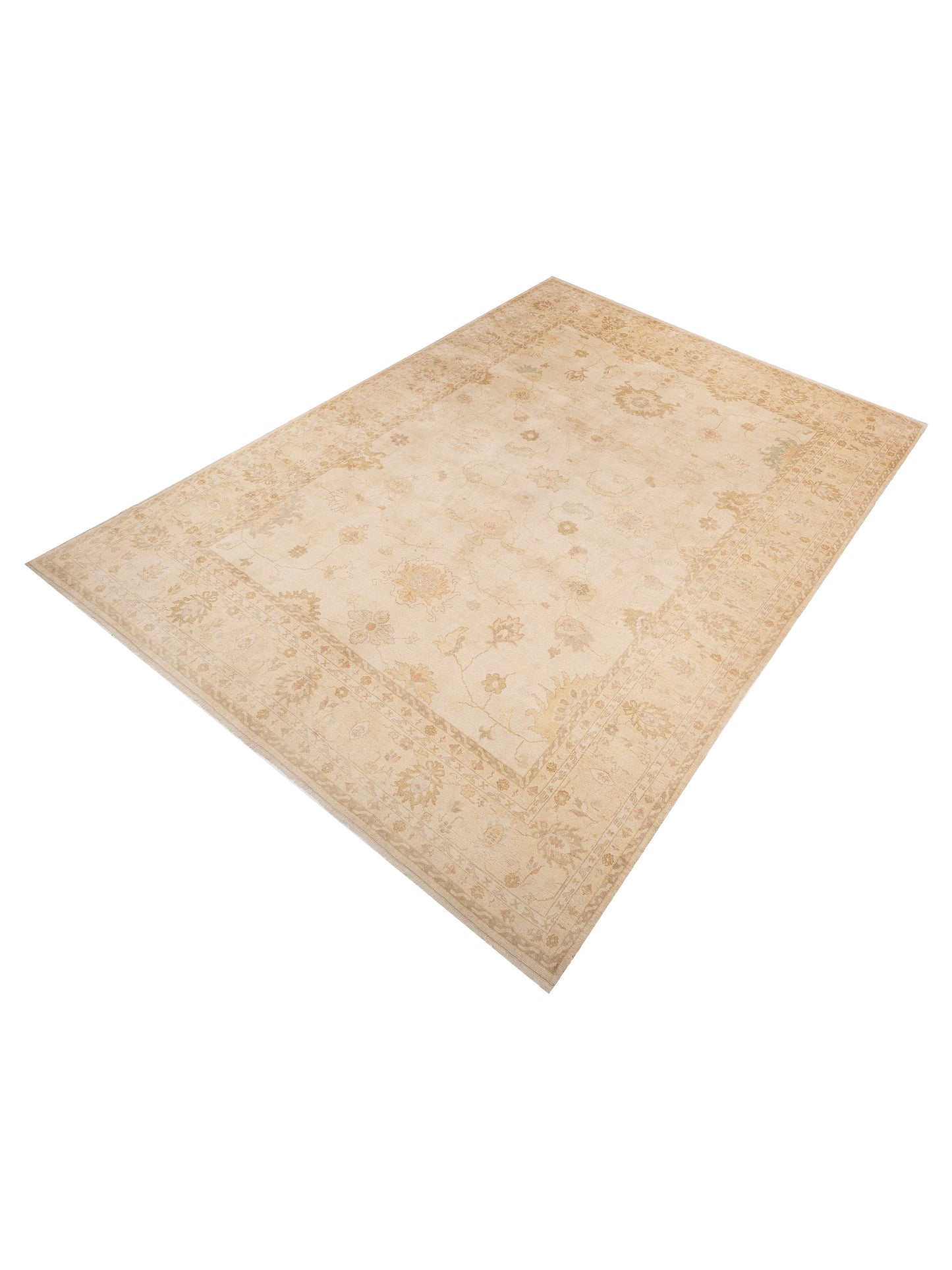 Angora Oushak 90619 Silver Gold 12.6x18.1 Hand Knotted Rug