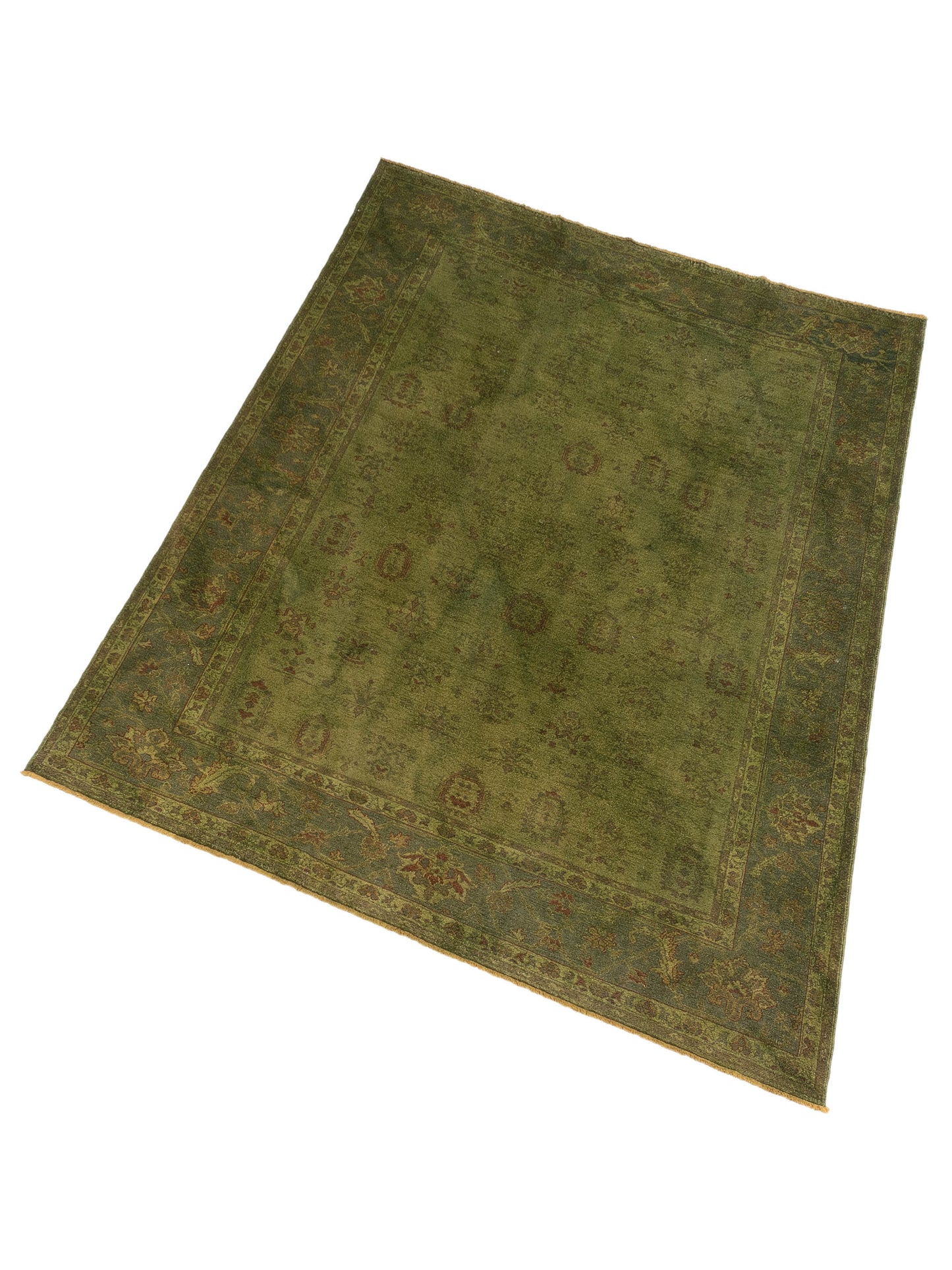 Vintage 110285 Green 9.4x11.9 Hand Knotted Rug