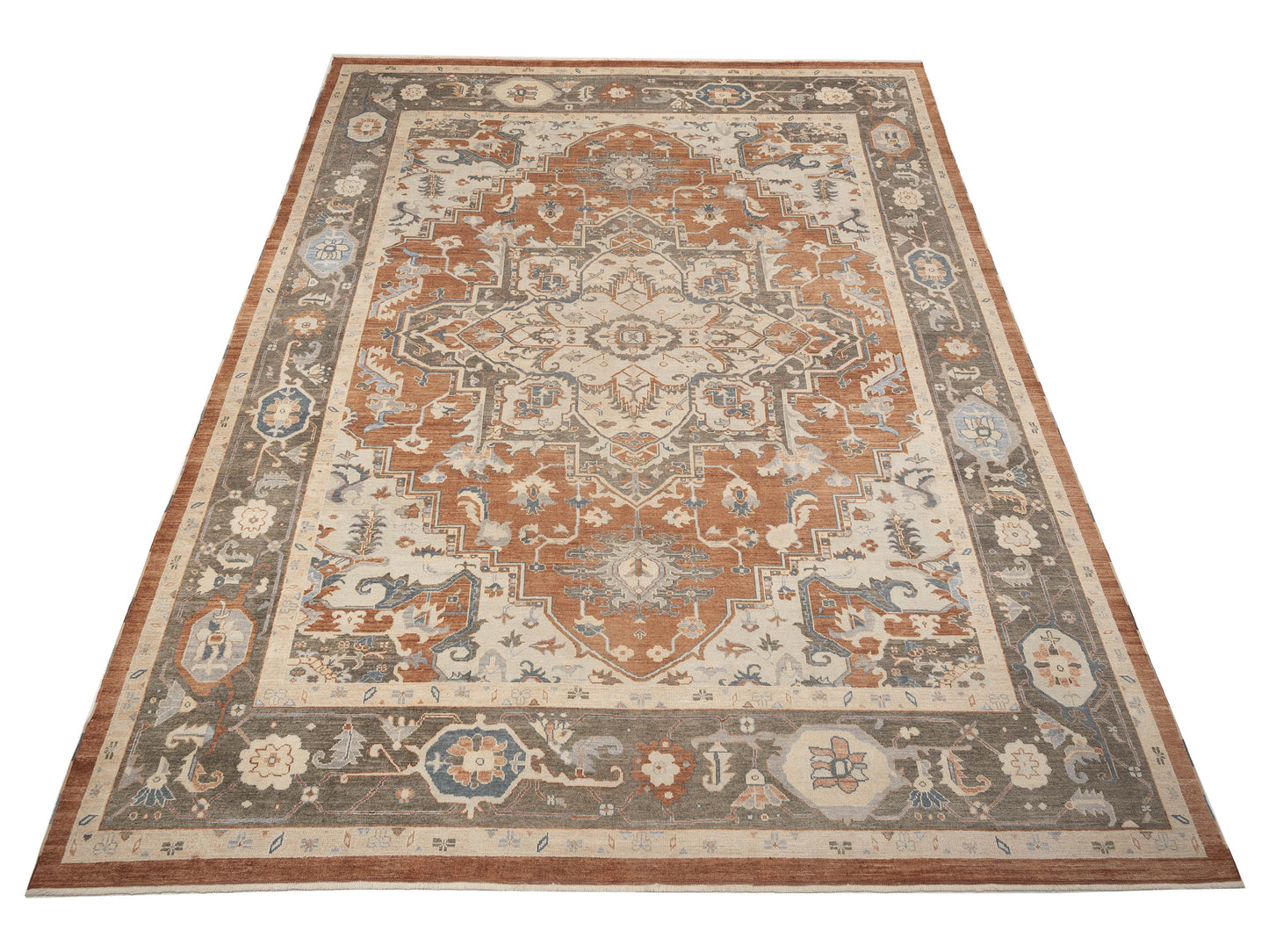 Angora Oushak 148183 Red Dark Brown 13x17.1 Hand Knotted Rug