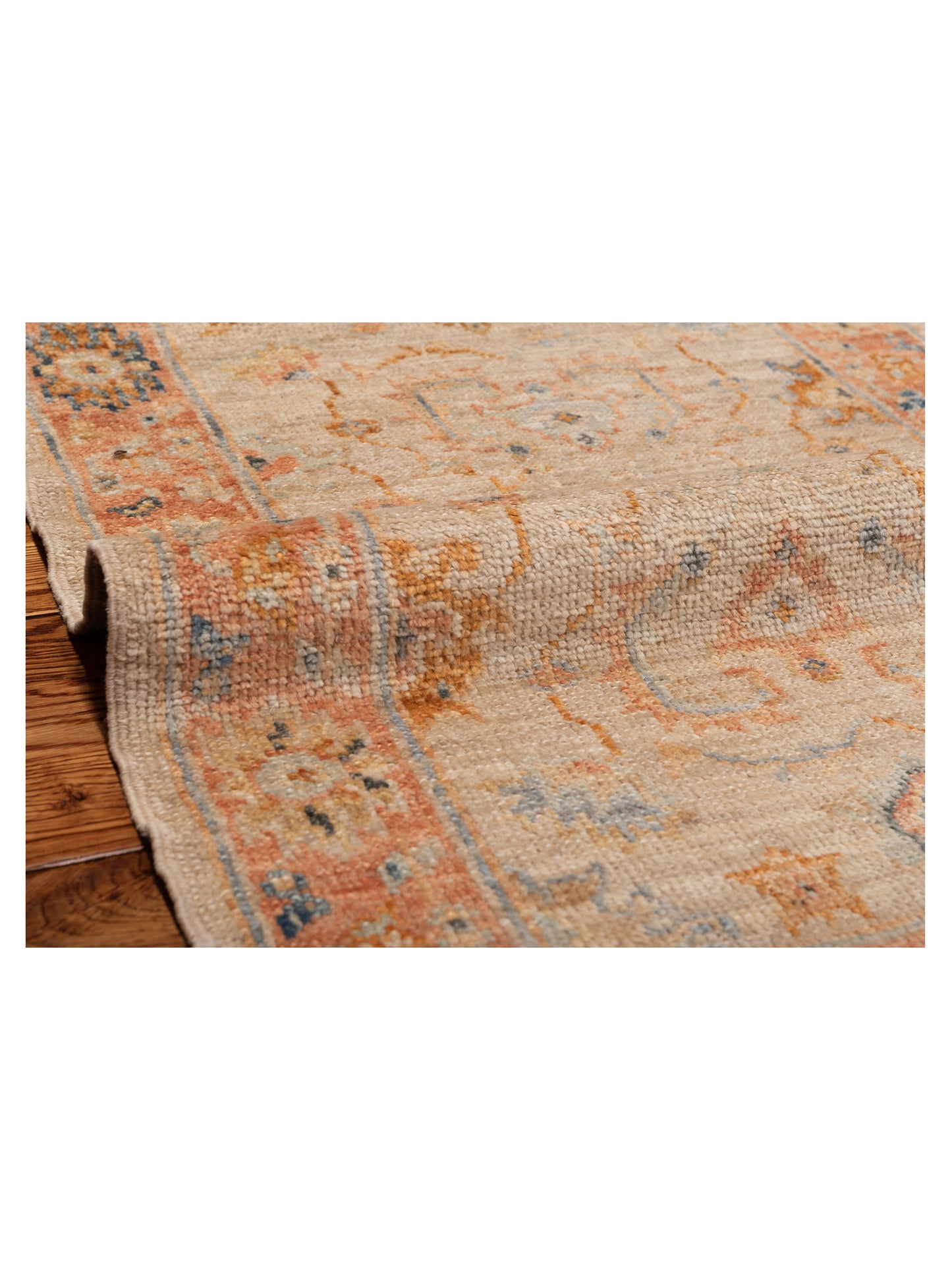 Angora Oushak 149384 Ivory Rust 2.7x9.8 Hand Knotted Rug