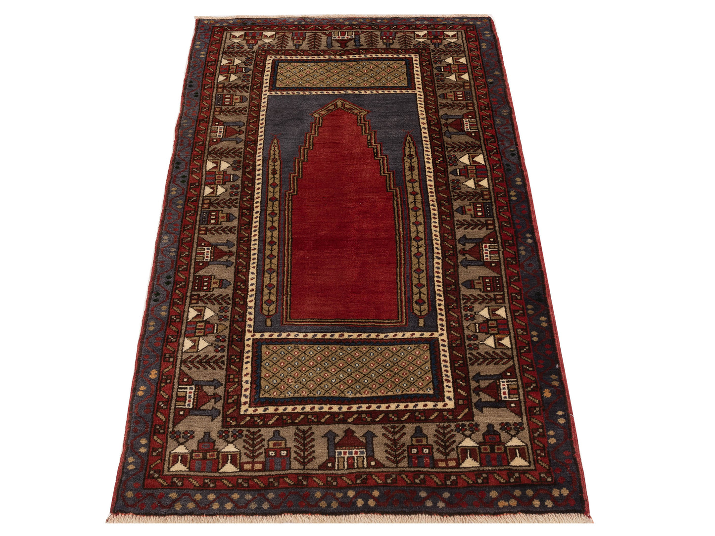 Old Anatolian 148488 Red Silver 3.5x5.11 Hand Knotted Rug