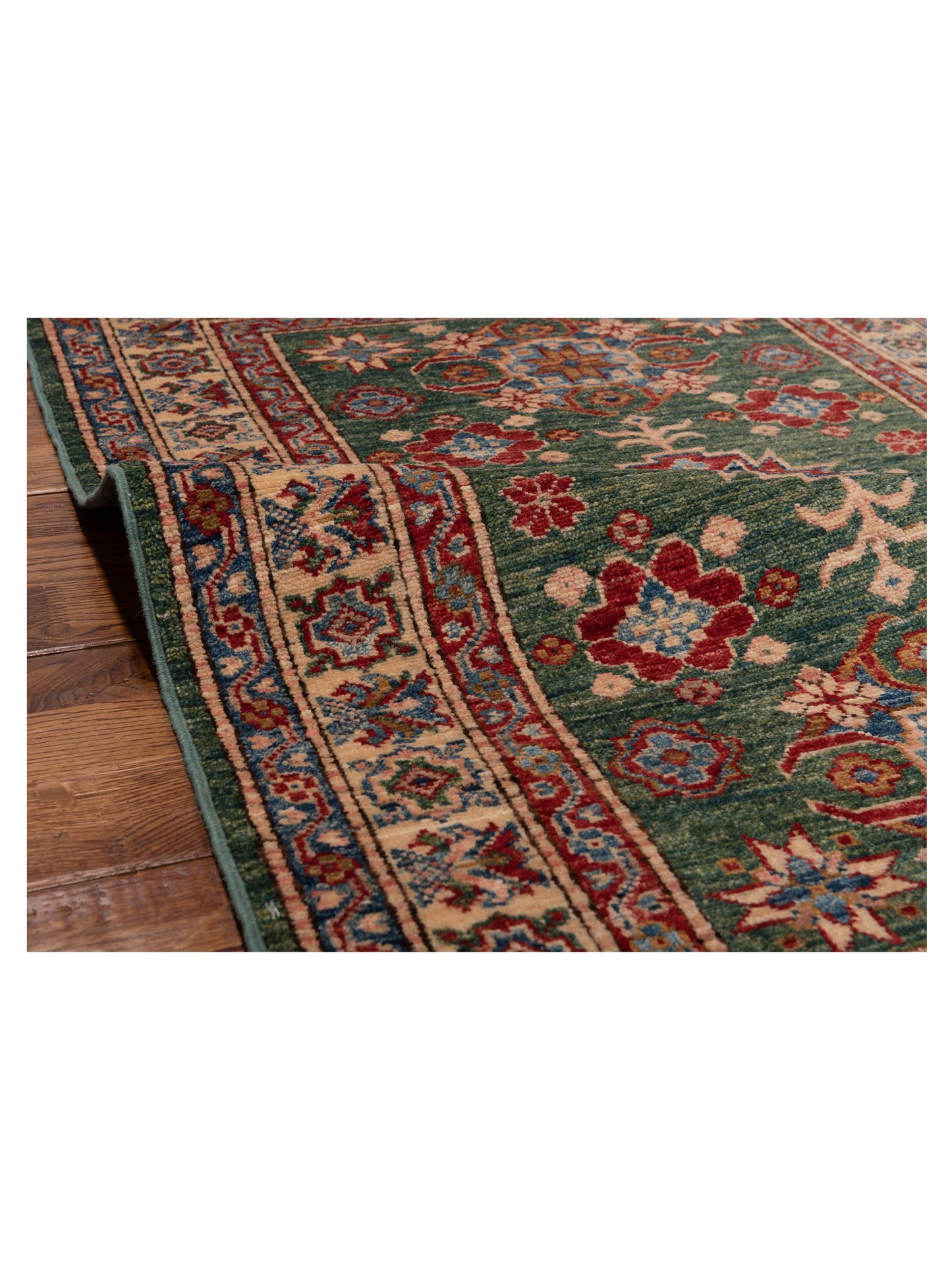 Artisan Kazak 148745 Green Ivory 2.11x3.11 Hand Knotted Rug