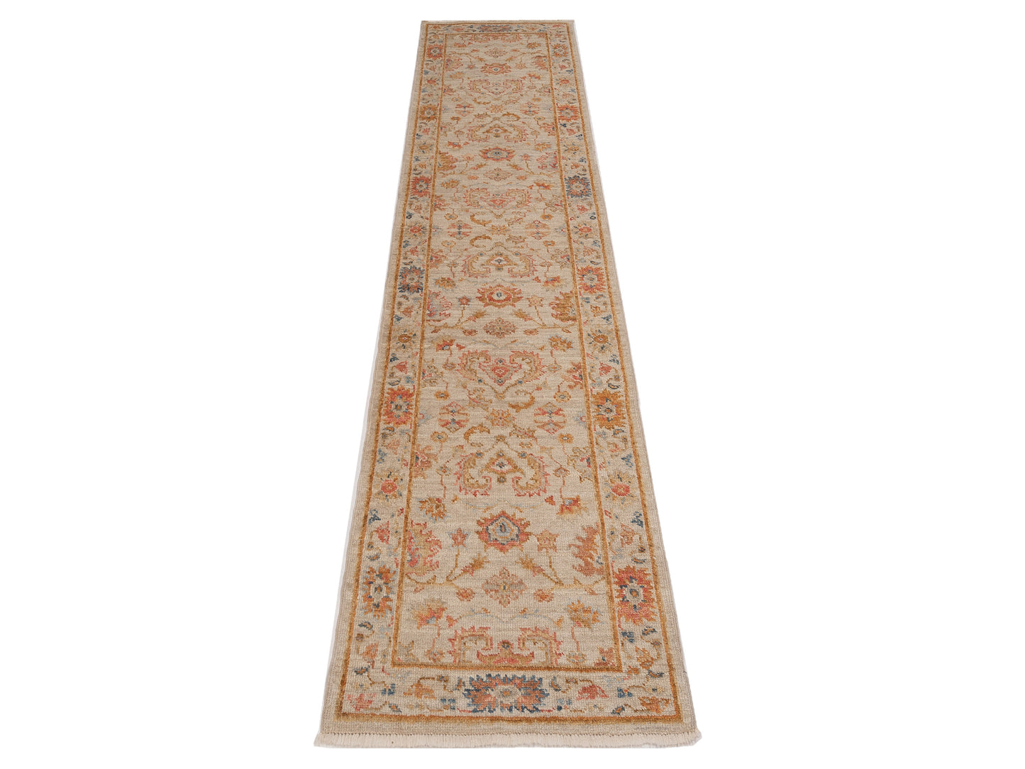Angora Oushak 148044 Ivory Ivory 2.7x11.6 Hand Knotted Rug