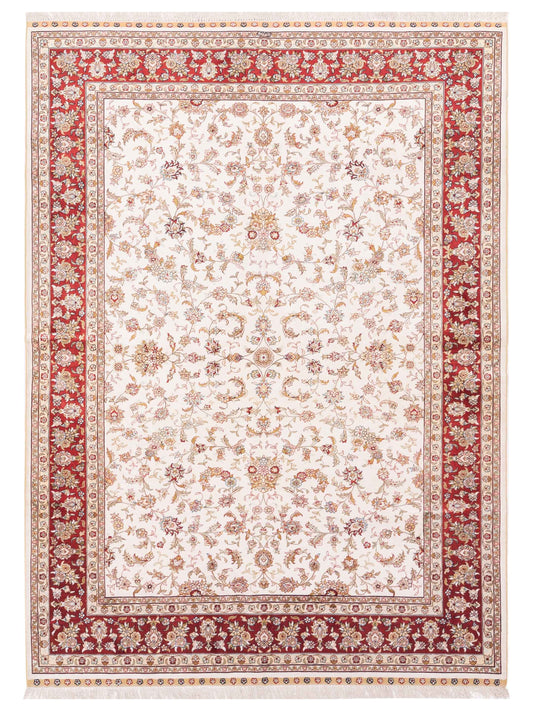 Pasha Pure Silk  Ivory Red Traditional