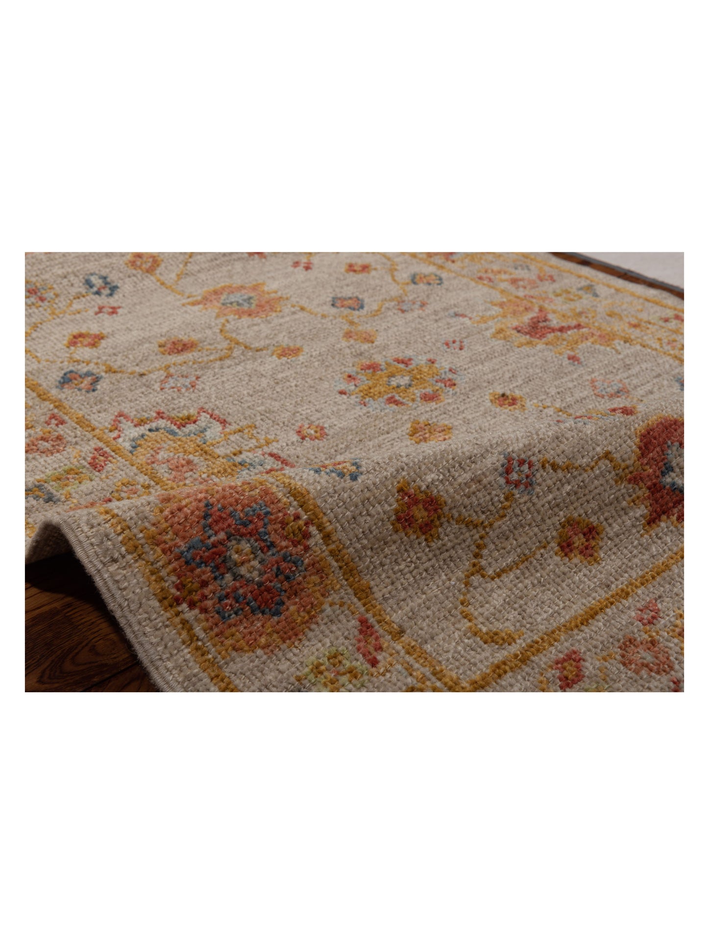 Angora Oushak 146498 Ivory Silver 2.7x13.9 Hand Knotted Rug