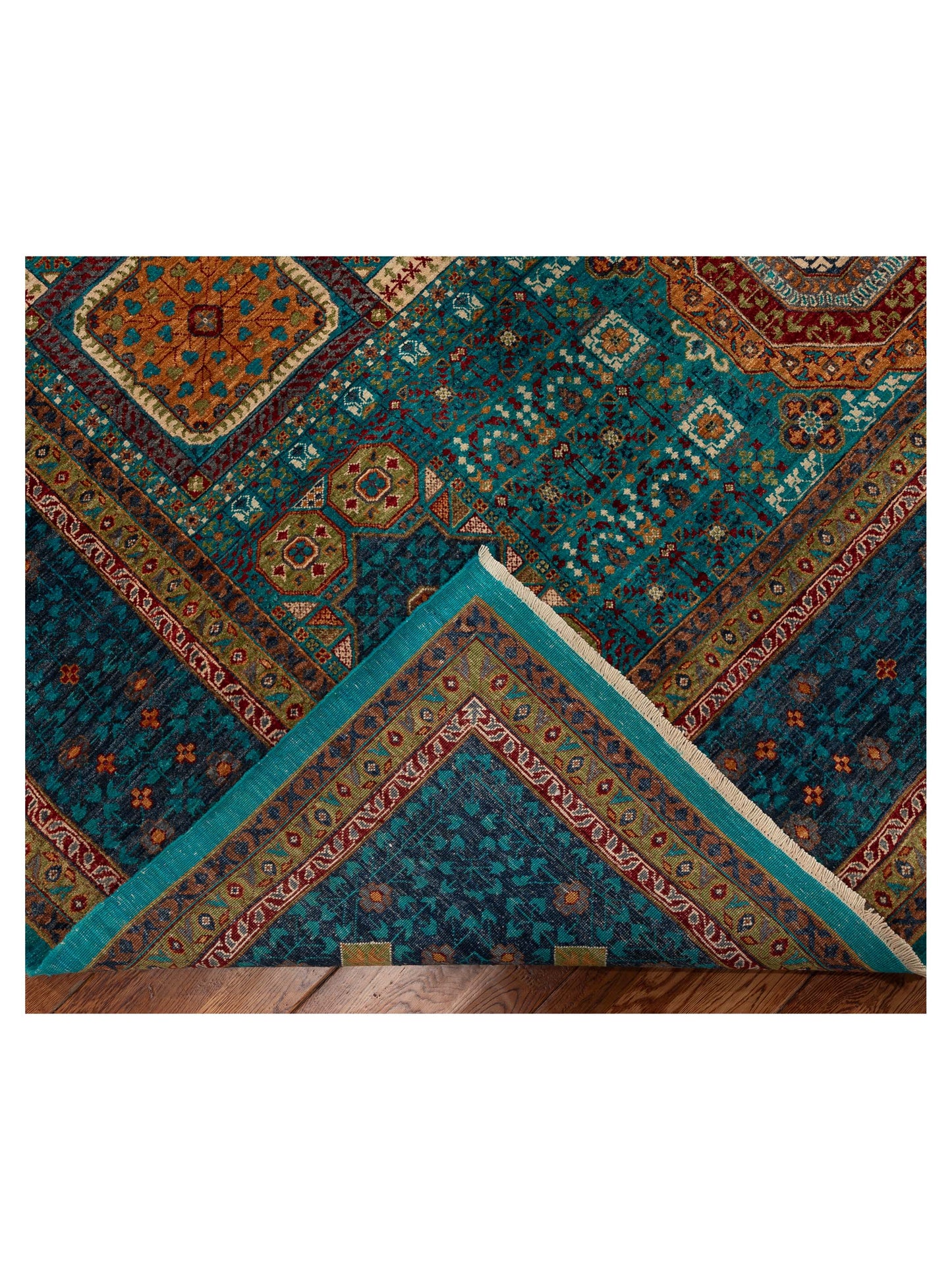 Artisan Mamluk 155048 Turquoise Charcoal 9.2x12.2 Hand Knotted Rug