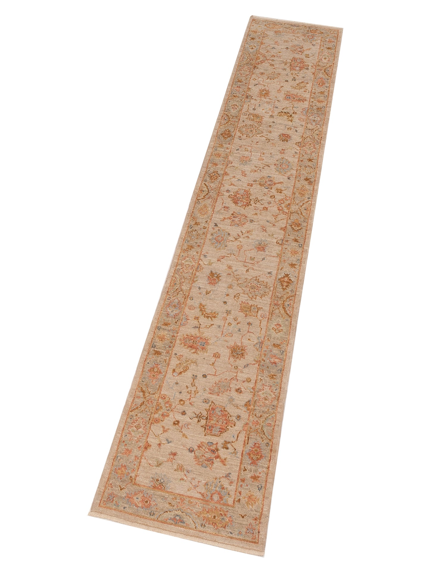 Angora Oushak 149631 Ivory Silver 2.6x13.8 Hand Knotted Rug