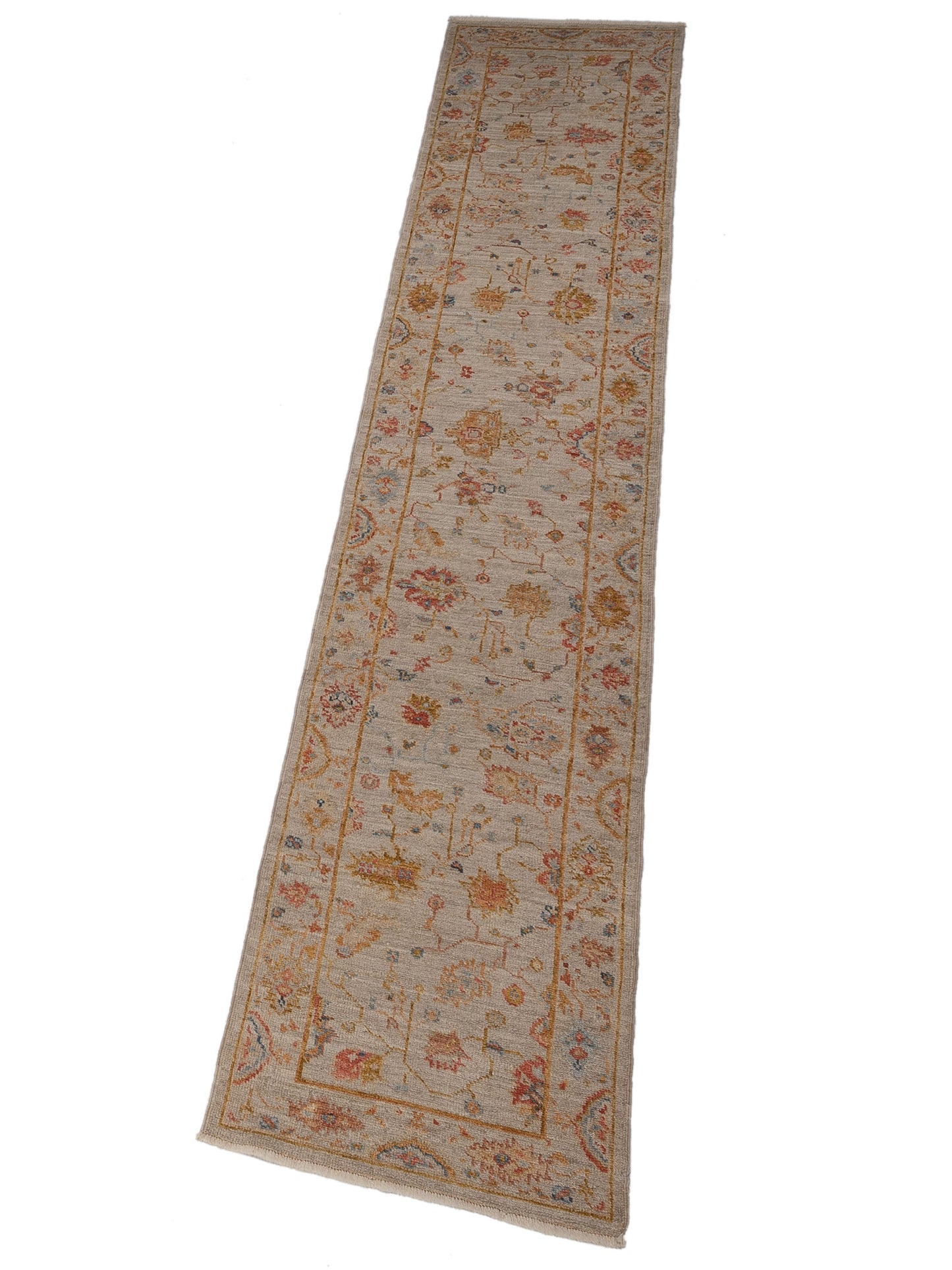 Angora Oushak 148124 Ivory Ivory 2.7x13.7 Hand Knotted Rug