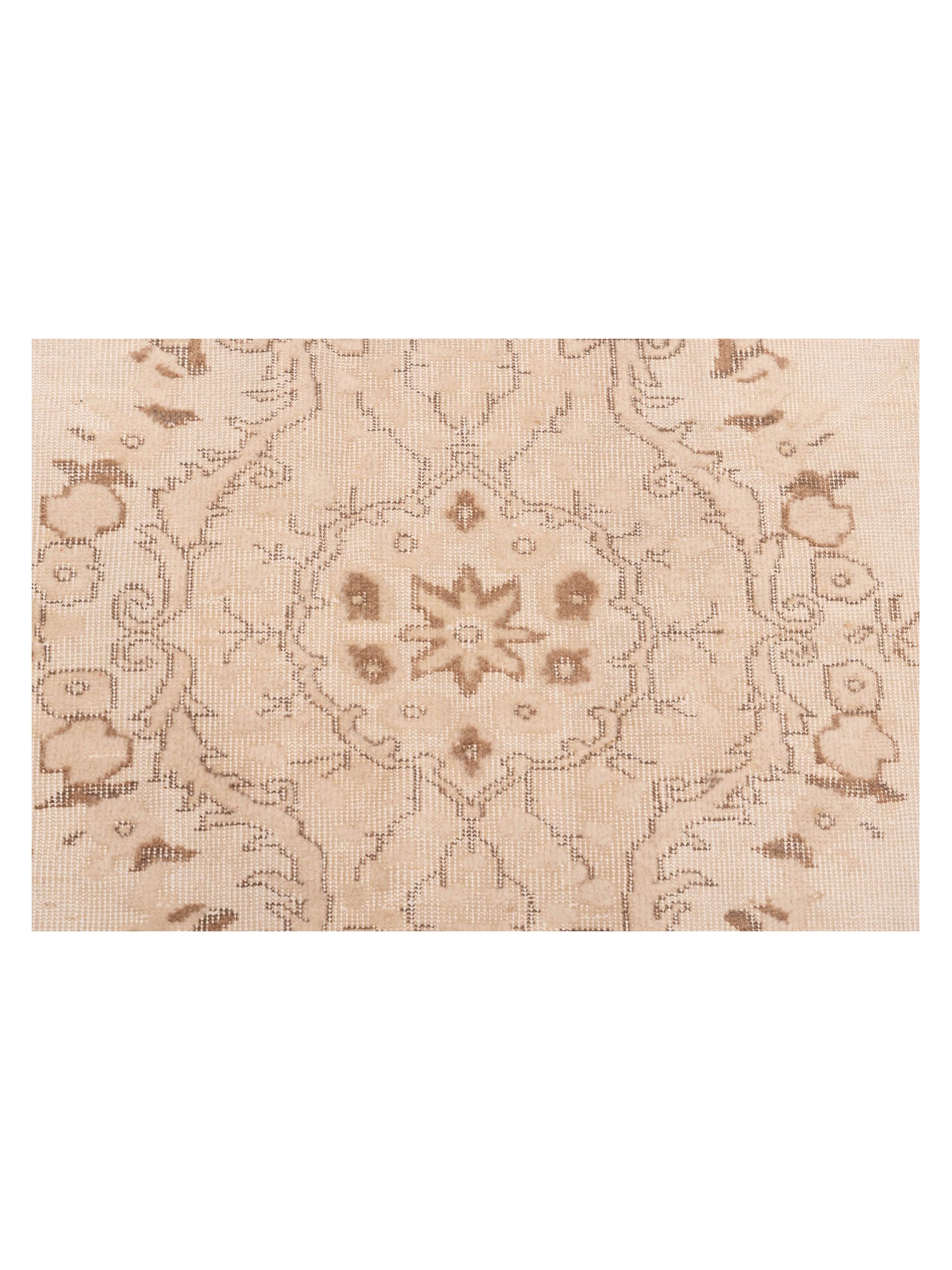 Vintage 121982 Beige Brown 5.11x9.3 Hand Knotted Rug