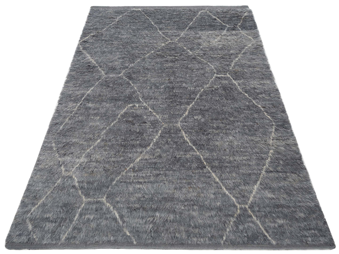 Berber Efes Gray Ivory 7.10x10.8 Hand Knotted Rug