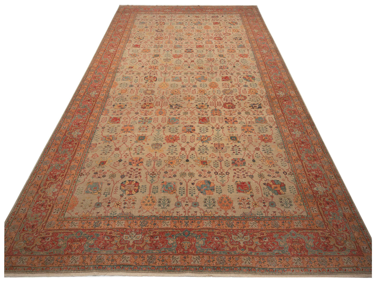 Antique Loom 108025 Beige Pink 12.5x18 Hand Knotted Rug