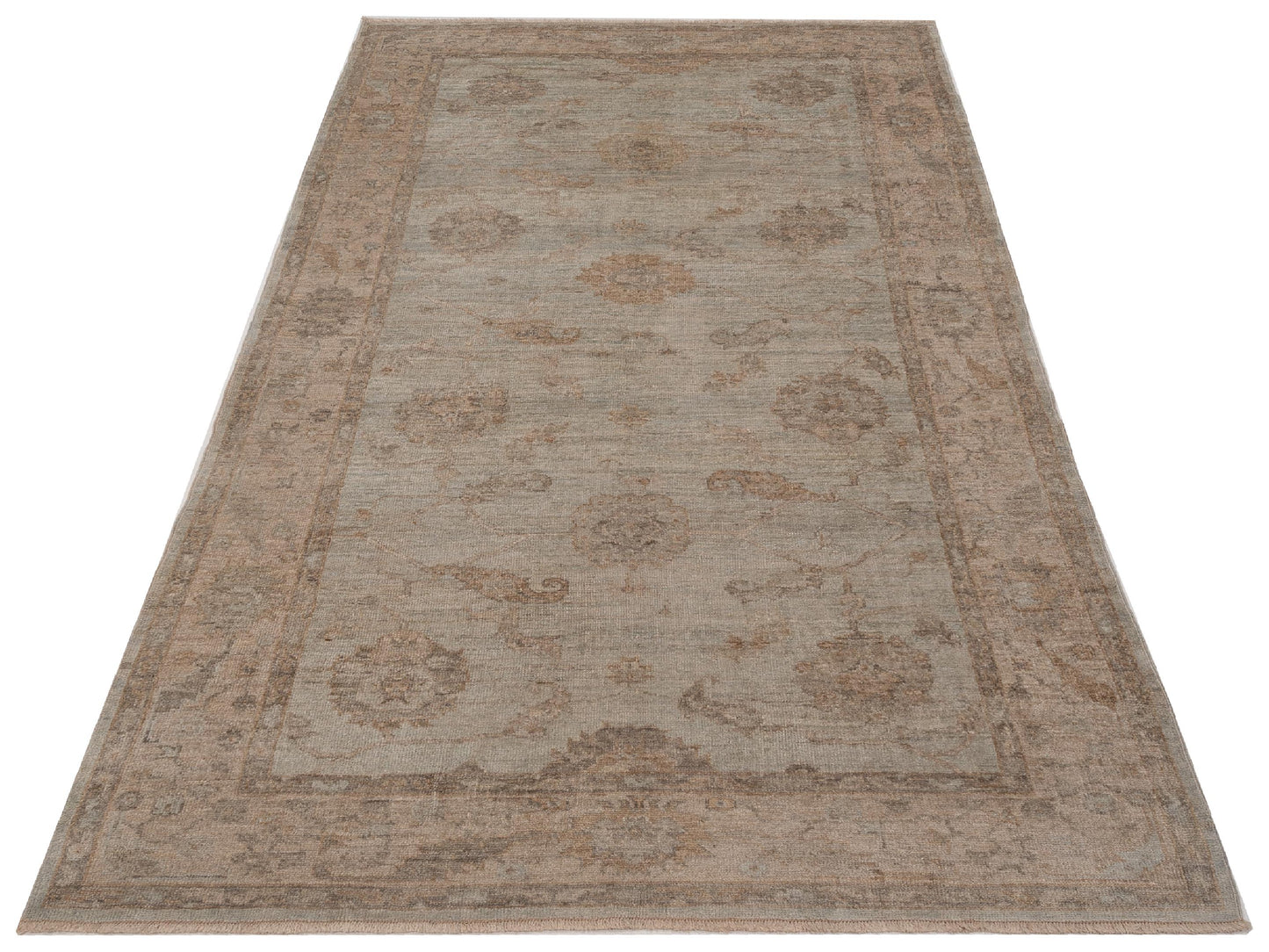 Angora Oushak 128139 Ice Blue Beige 6.2x11.1 Hand Knotted Rug