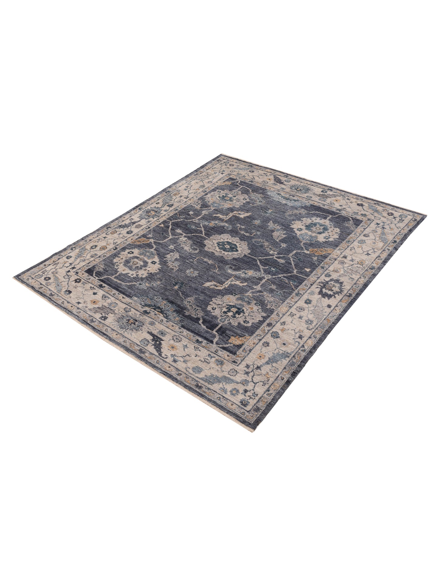 Angora Oushak 154985 Blue Ivory 8.1x9.9 Hand Knotted Rug