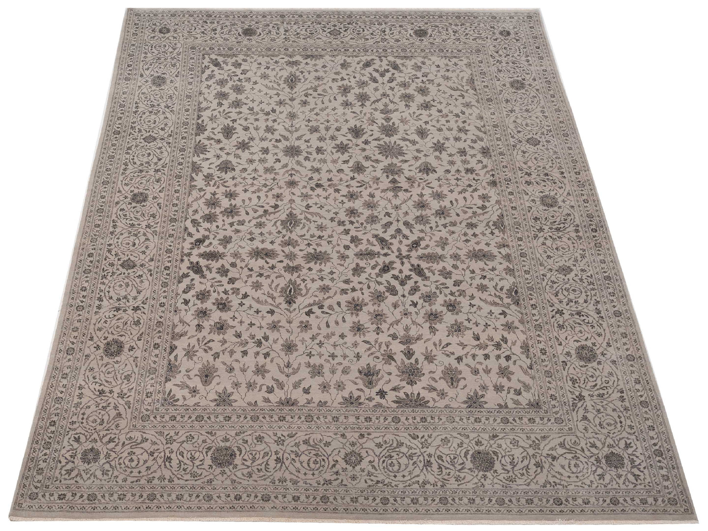 Mastersilk 119320 Silver Silver 8.11x12.1 Hand Knotted Rug