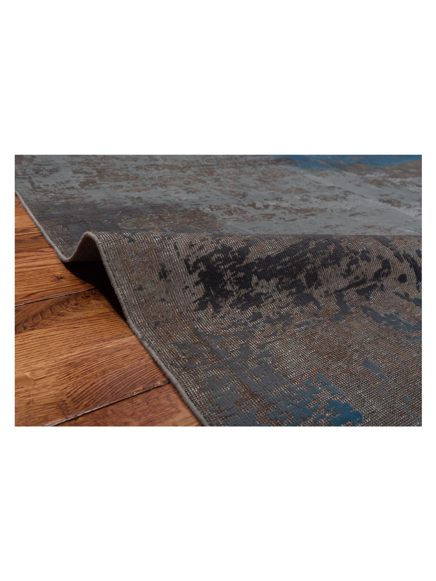 Vintage 112361 Gray Blue 6.6x9.4 Hand Knotted Rug
