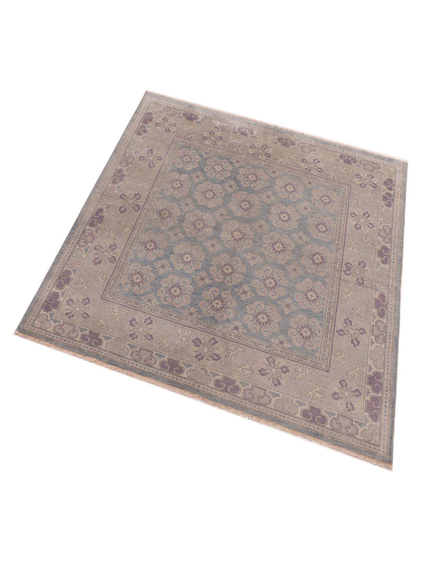 Evren 123507 Blue Silver 6.6x6.5 Hand Knotted Rug