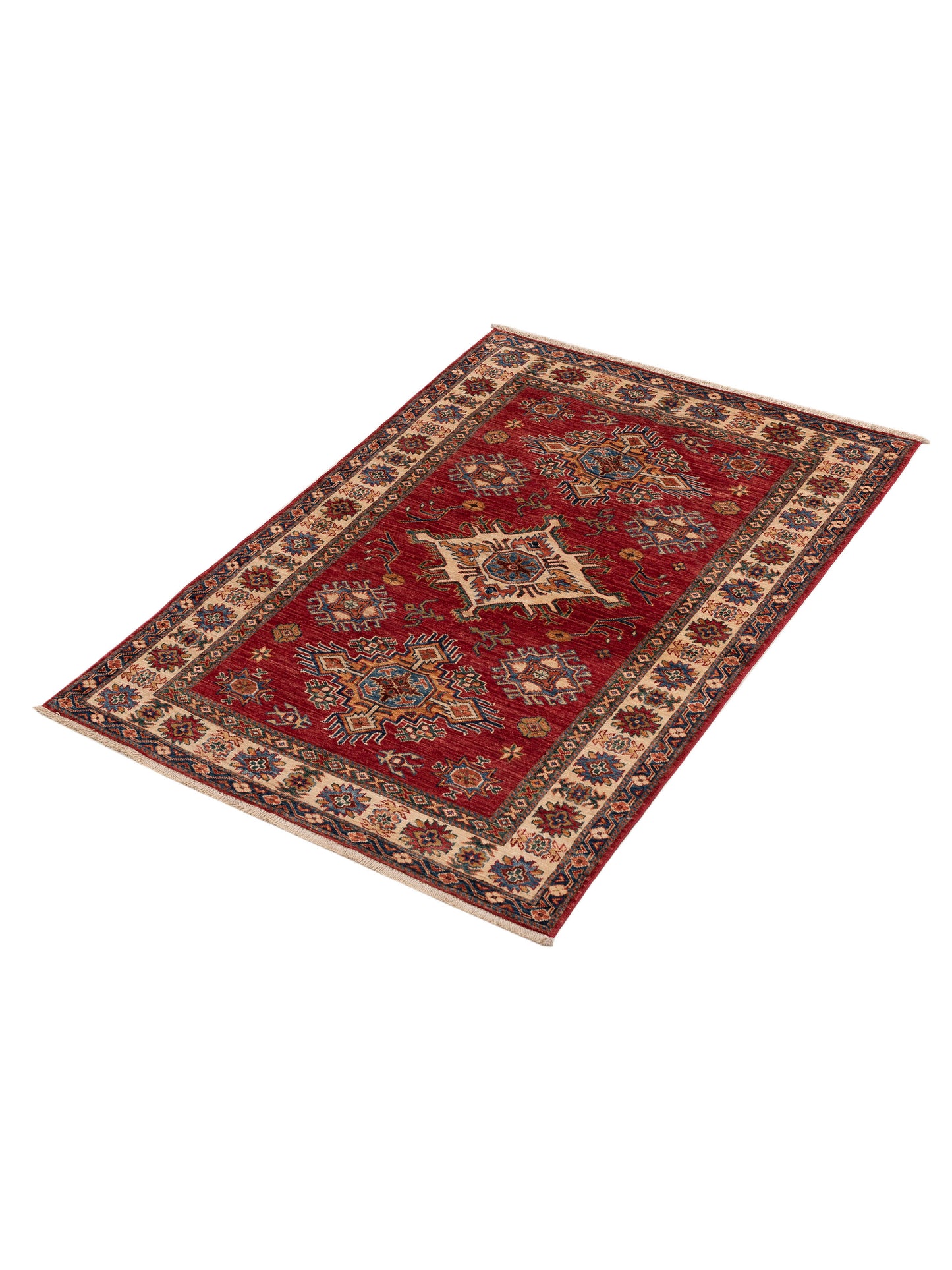 Artisan Kazak 148961 Red Ivory 4.3x6 Hand Knotted Rug