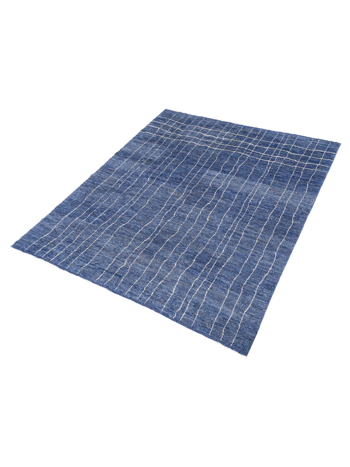 Berber Demre Dark Blue Ivory 9.4x11.3 Hand Knotted Rug