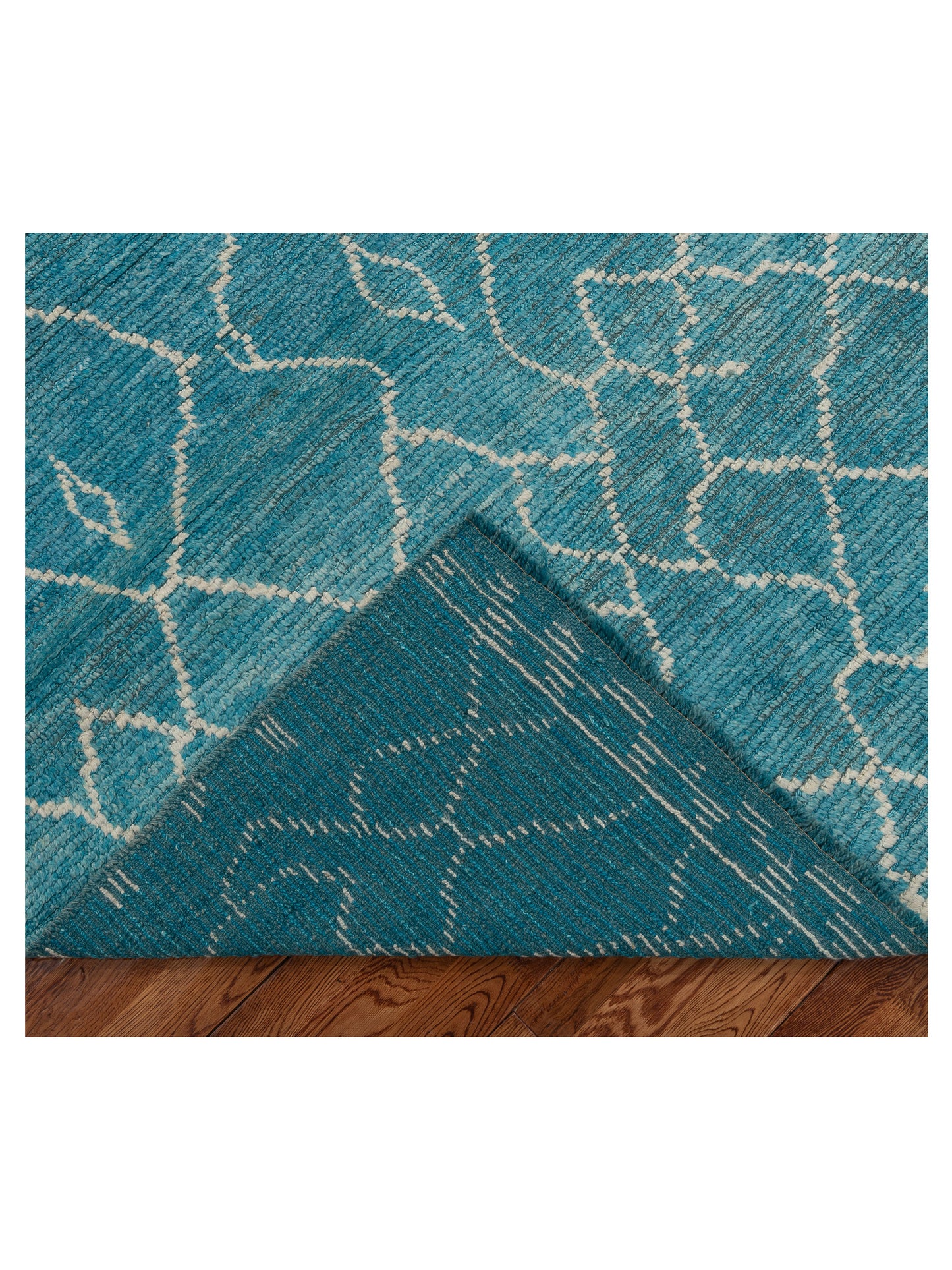 Berber Aspendos Turquoise Ivory 5.7x7.9 Hand Knotted Rug