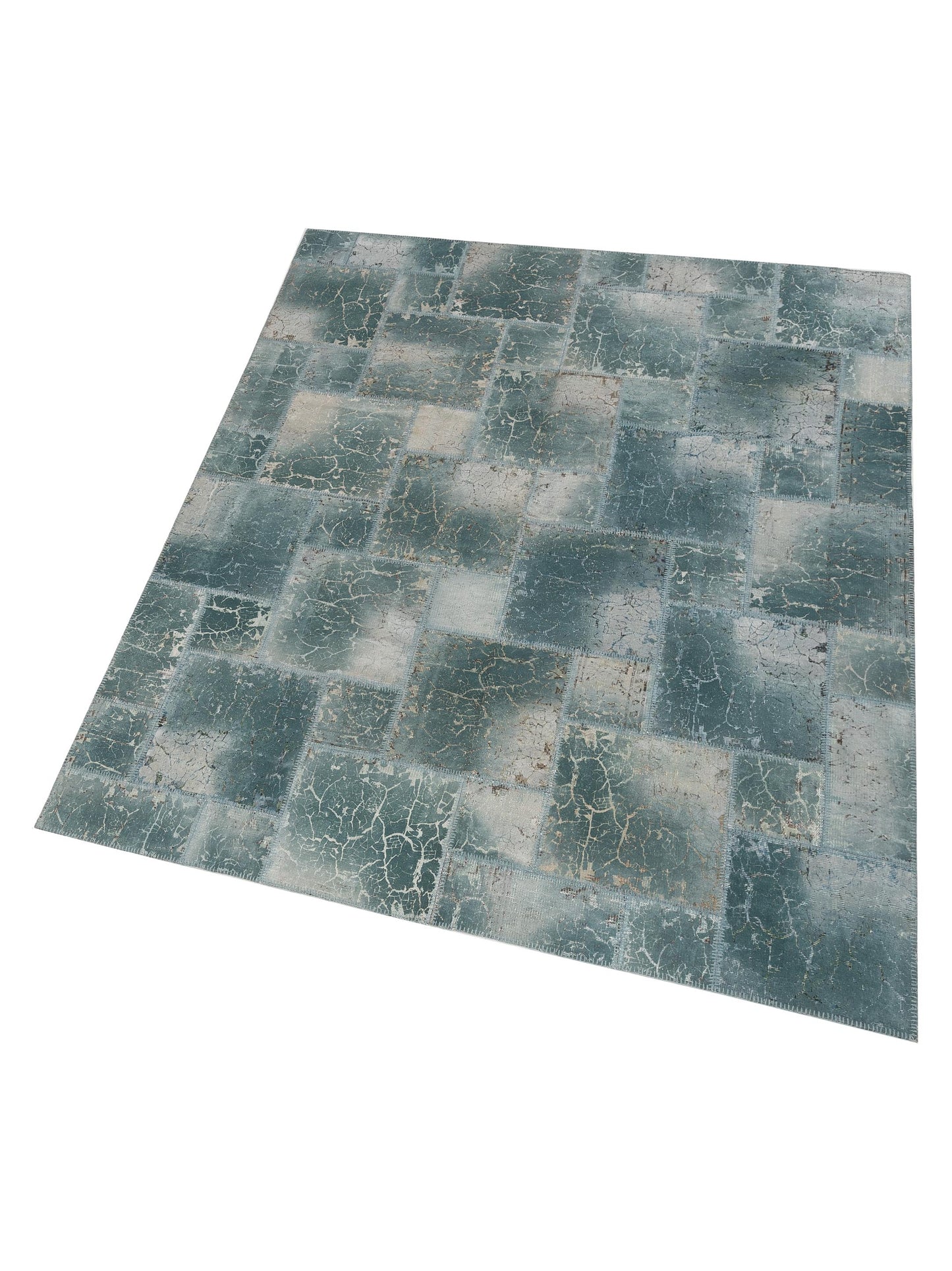 Turkish Vestige Patchwork 129037 Blue 8.3x9.10 Hand Knotted Rug