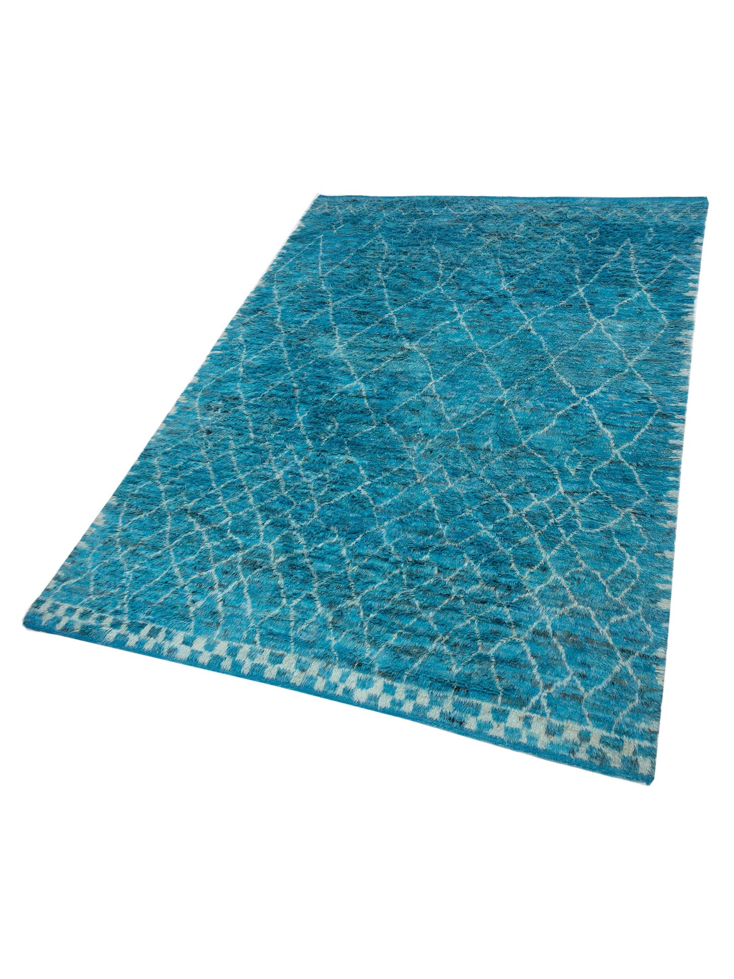 Berber Aspendos Turquoise Ivory 10.3x13.10 Hand Knotted Rug