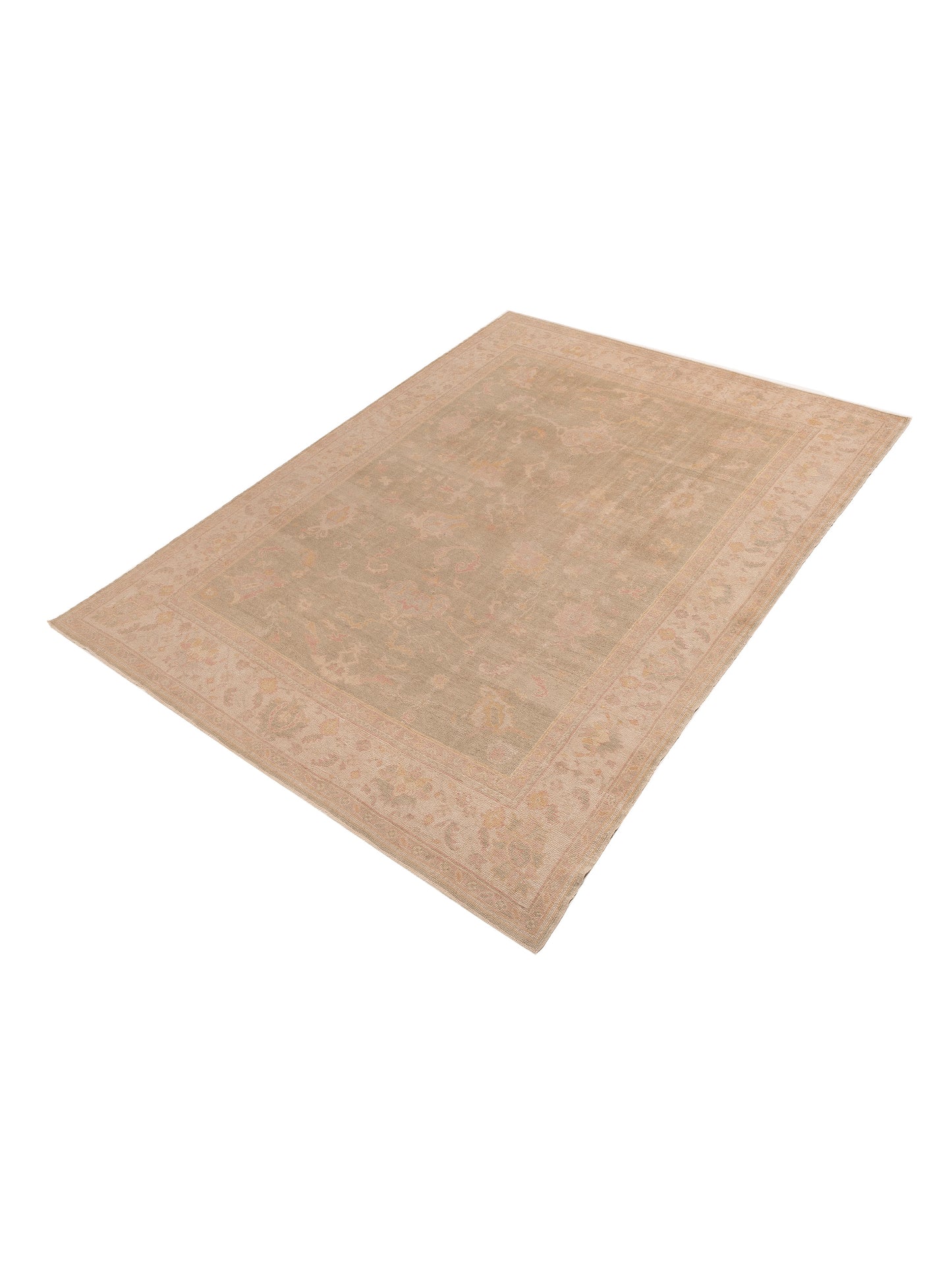 Anadol Oushak 73442 Sage Green Beige 8.11x11.7 Hand Knotted Rug