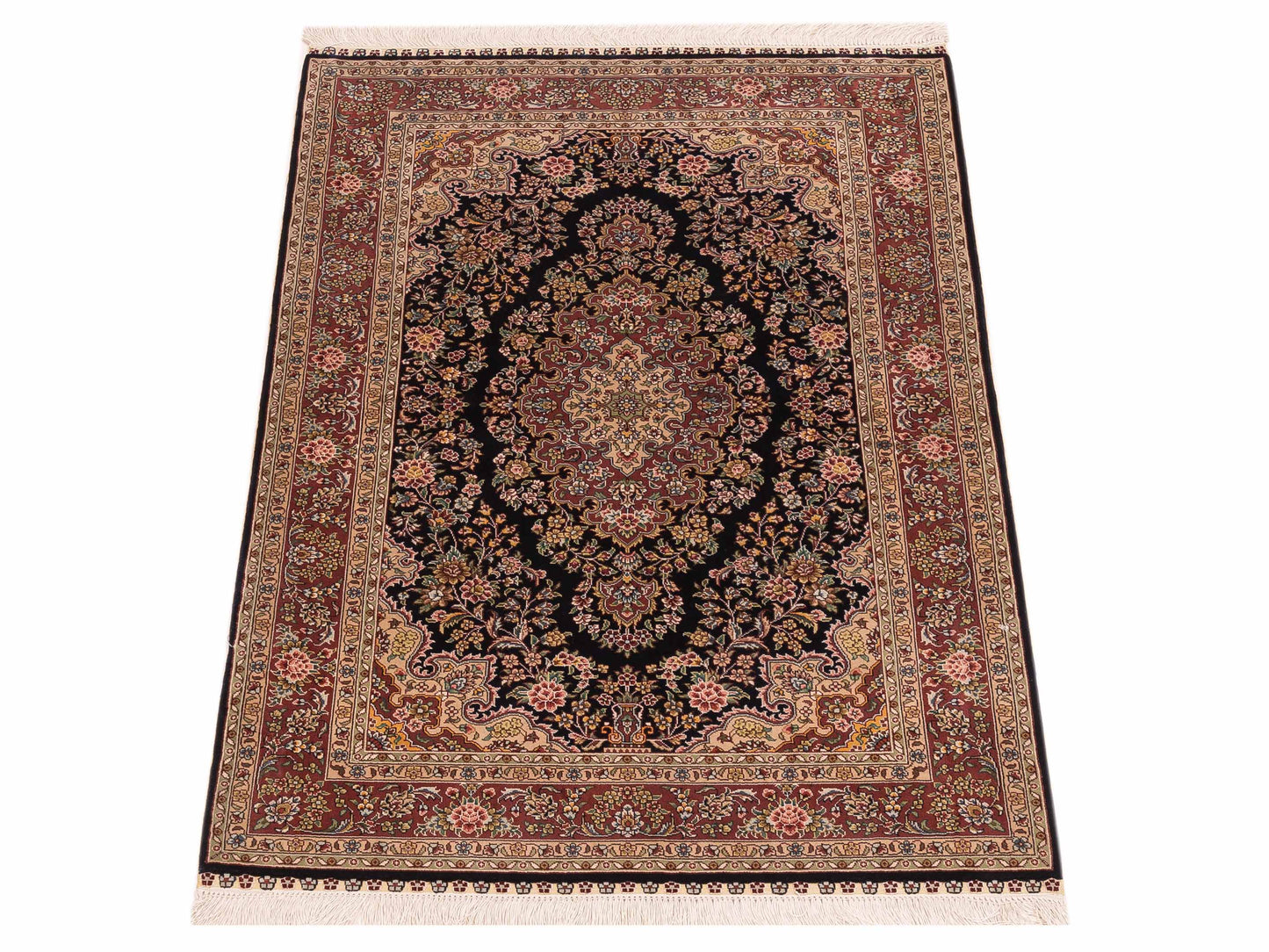 Pure Silk 125282 Navy Plum 2.7x4 Hand Knotted Rug