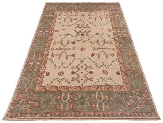 Anadol Oushak 147760 Ivory Green 5.7x10.3 Hand Knotted Rug