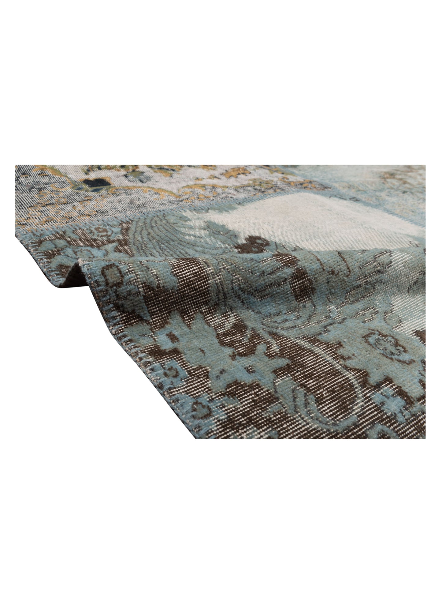 Turkish Vestige Patchwork 130945 Light Blue 10x13.11 Hand Knotted Rug