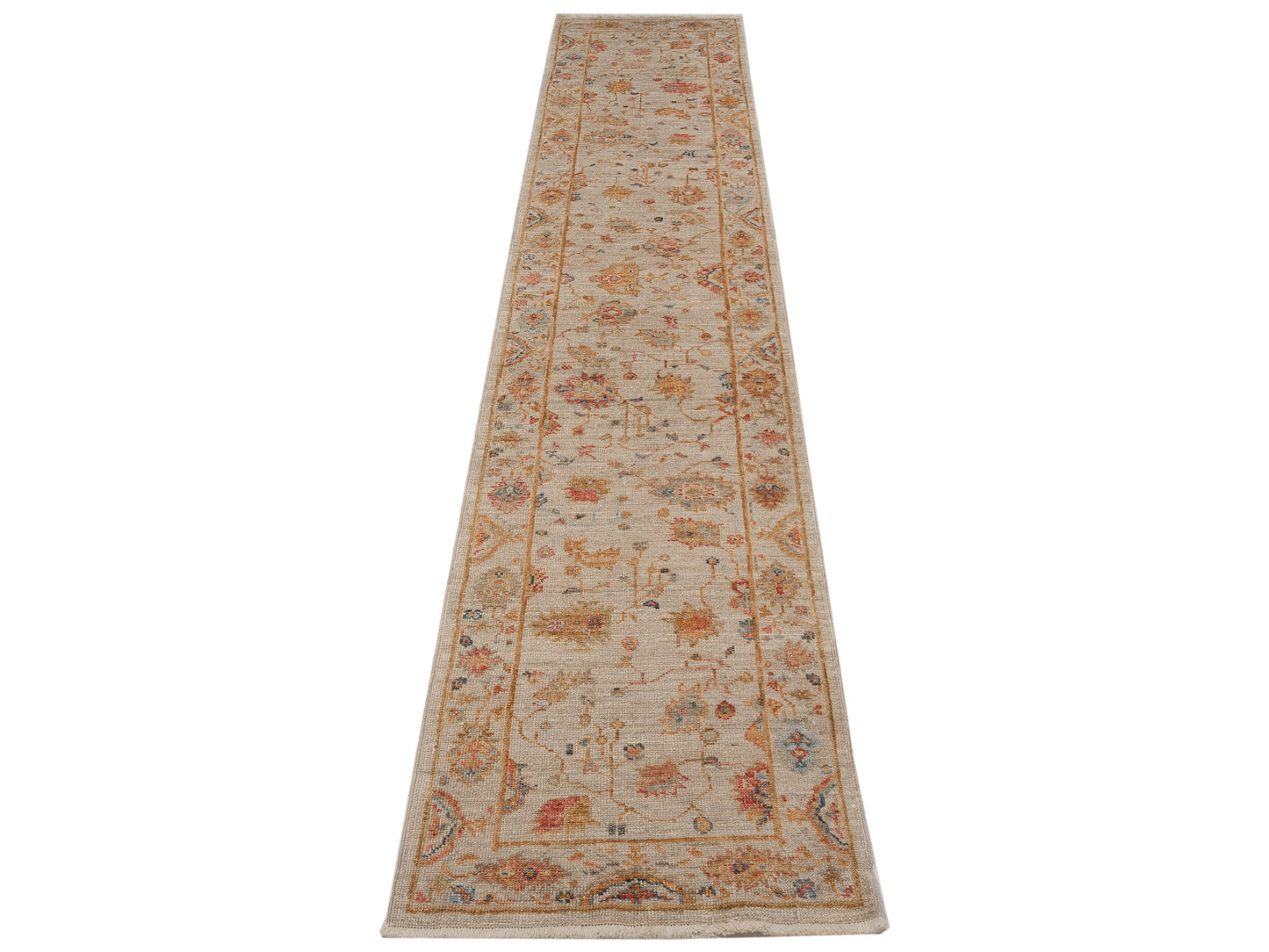 Angora Oushak 146499 Ivory Ivory 2.7x13.6 Hand Knotted Rug