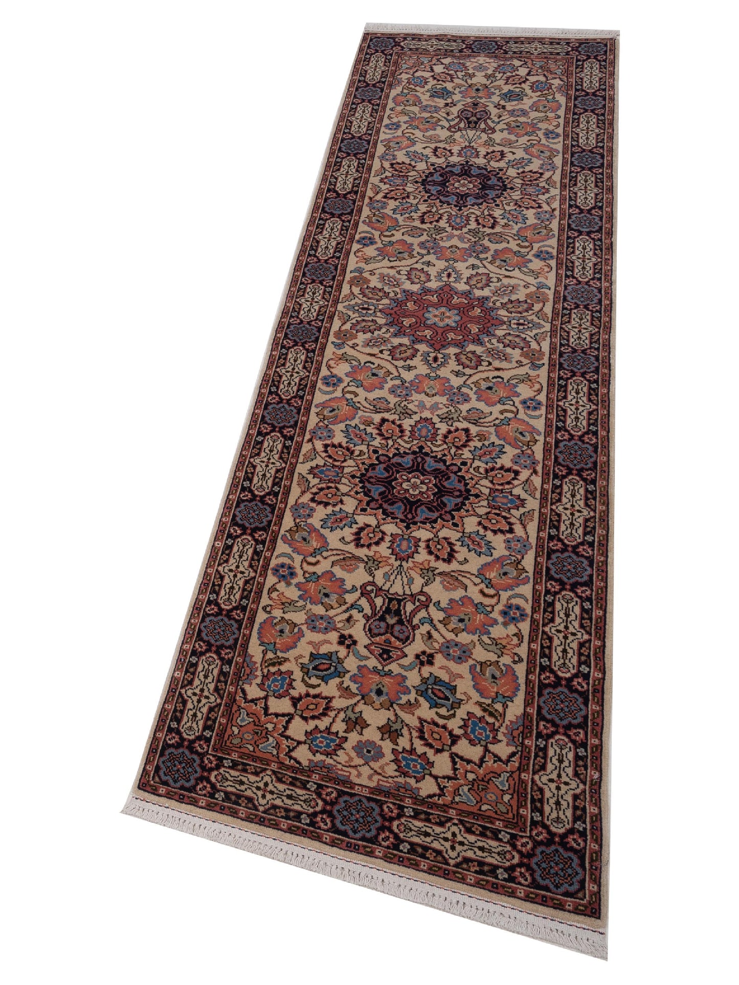 Crown 147784 Ivory Black 2.8x9.9 Hand Knotted Rug