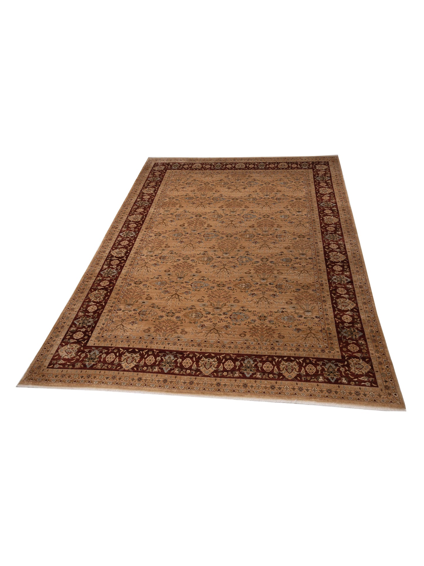 Narin Aksu Gold Burgundy 11.11x15.2 Hand Knotted Rug