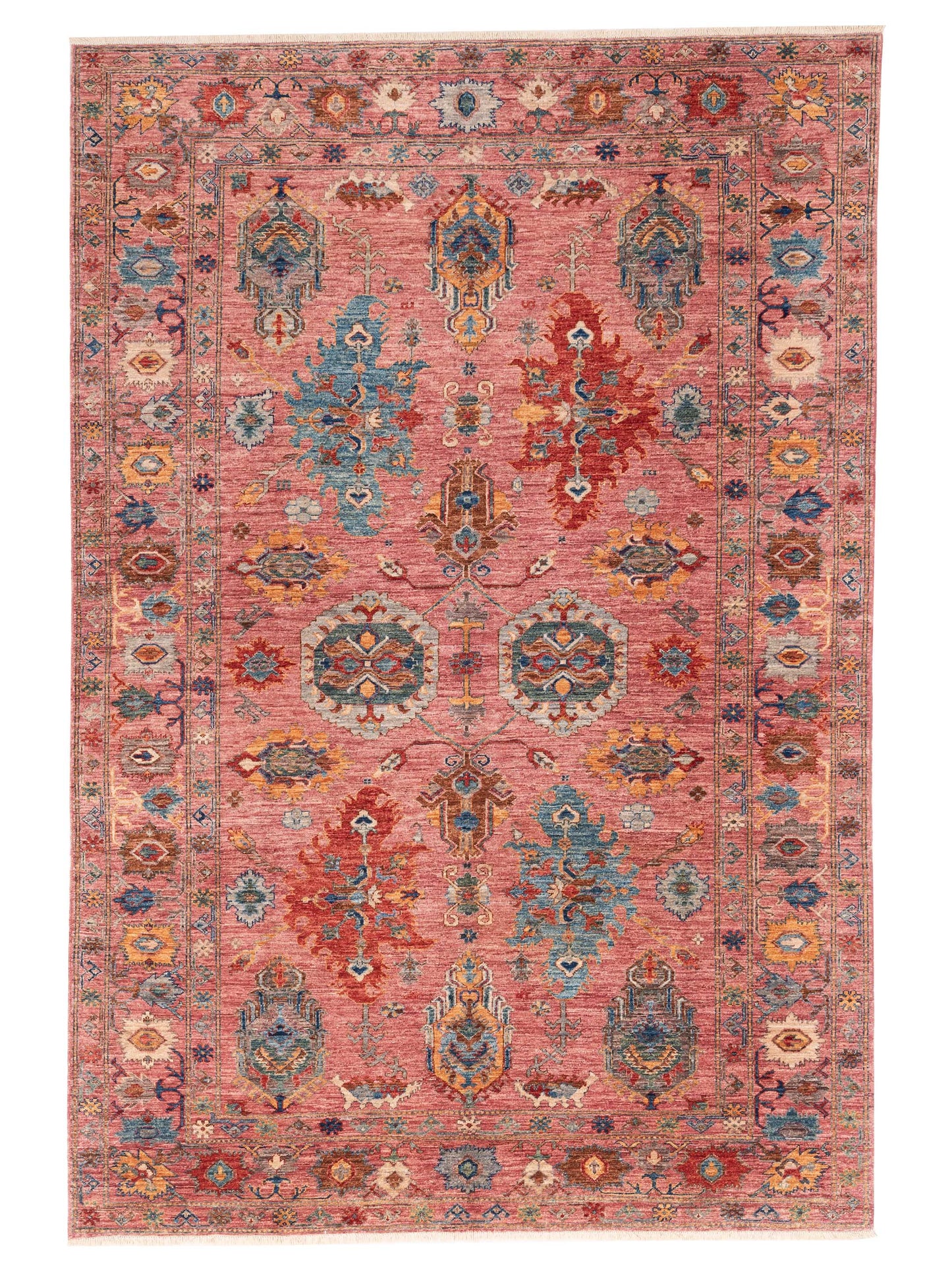 Artisan Kazak 152833 Pink Pink 6.8x9.11 Hand Knotted Rug