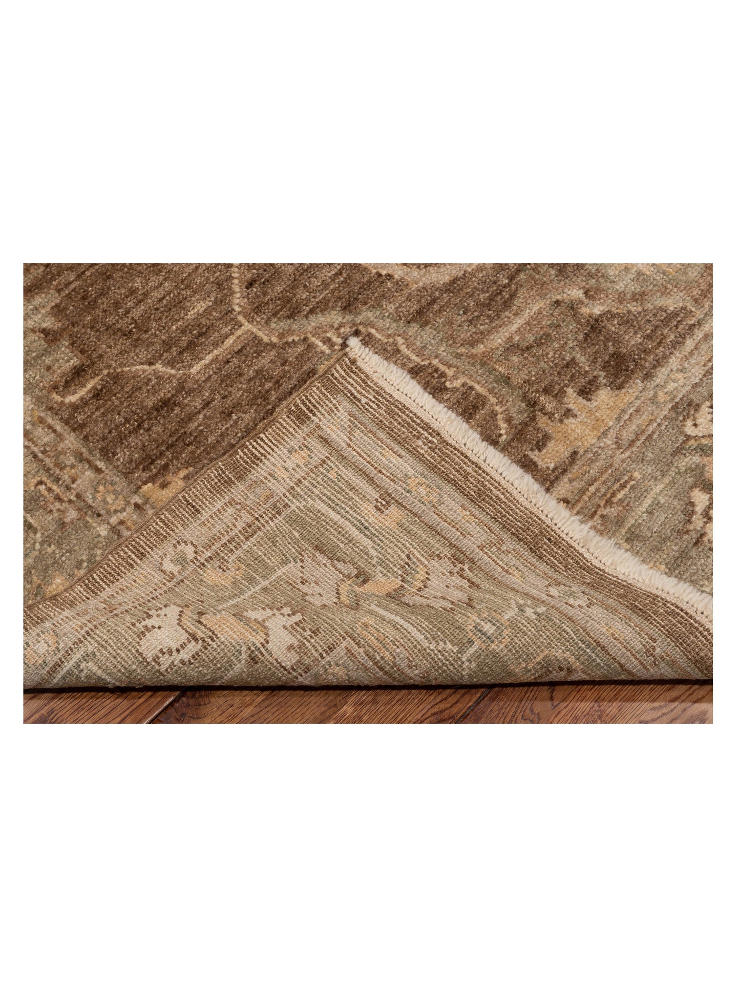 Angora Oushak 130293 Brown Green 6.2x11.9 Hand Knotted Rug
