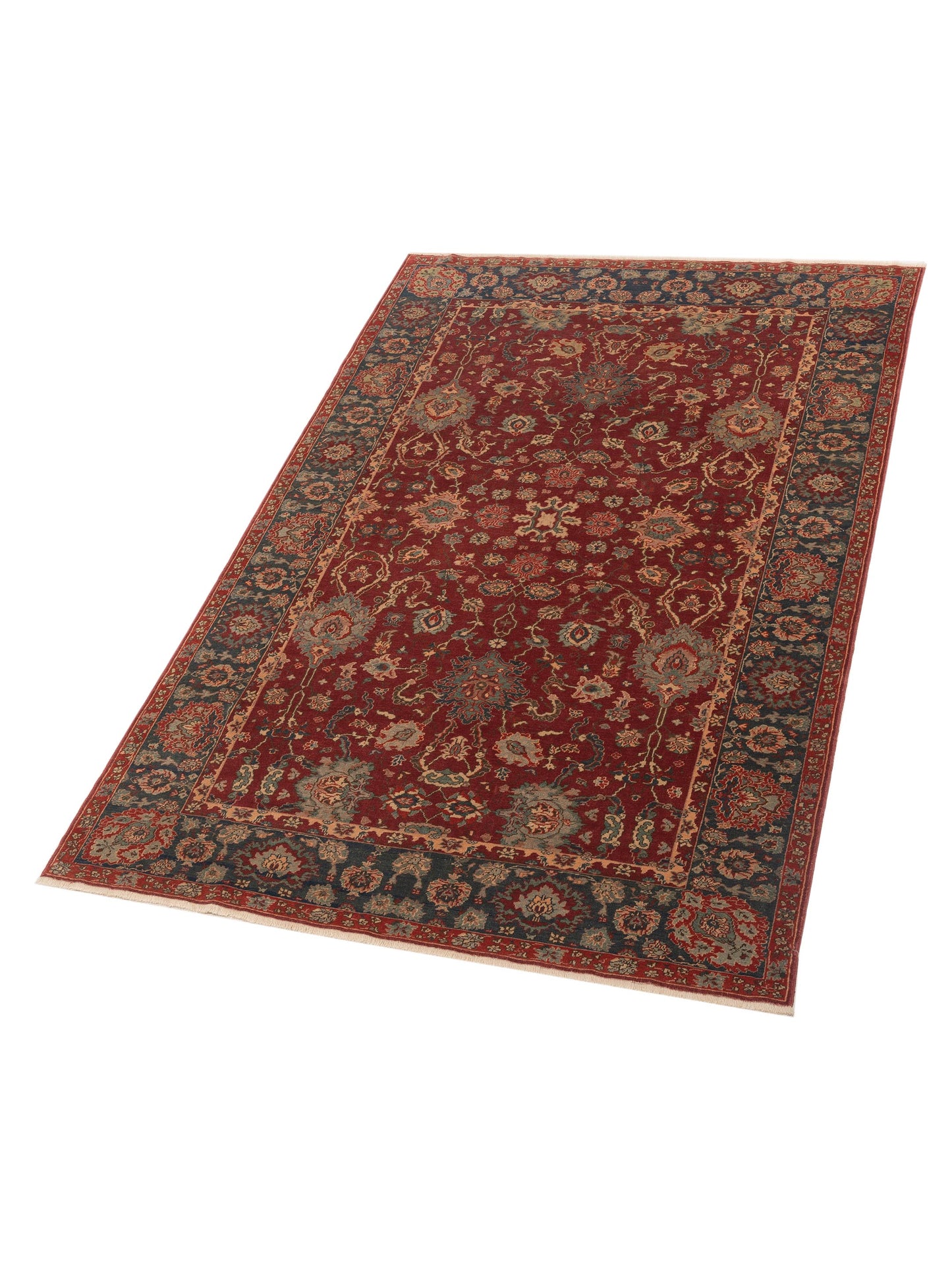 Antique Loom 107998 Red Steel Blue 6.2x9.3 Hand Knotted Rug