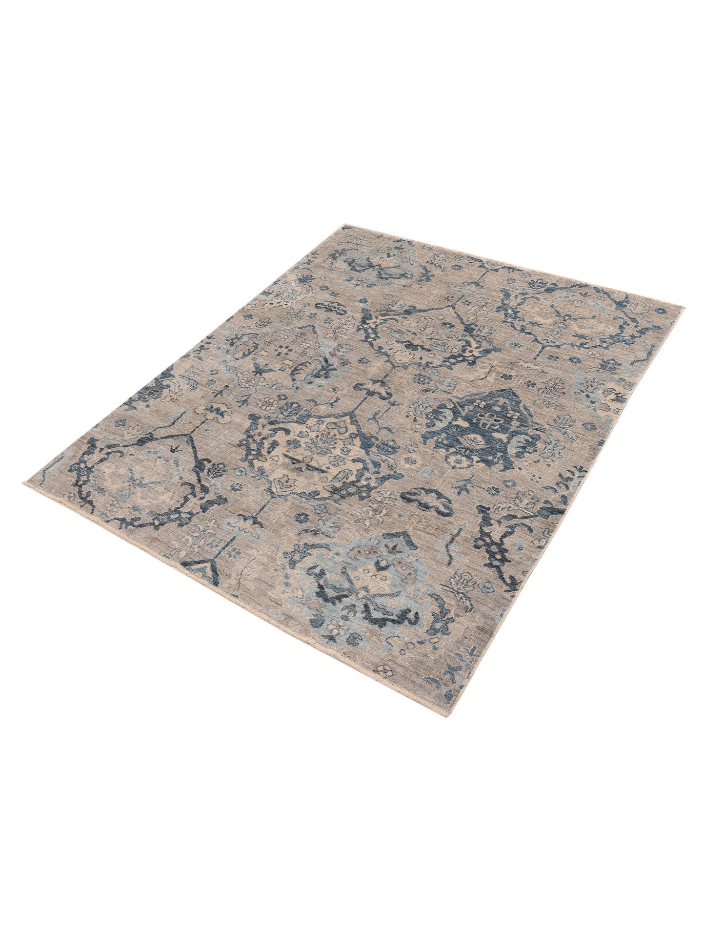 Angora Oushak 154071 Gray Blue 7.9x9.4 Hand Knotted Rug