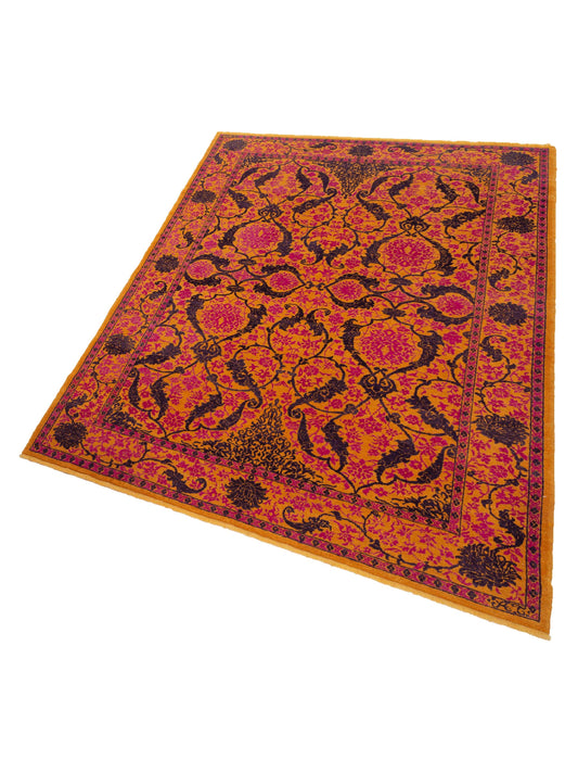Defne Orchid Yellow Pink 6.7x8.10 Hand Knotted Rug