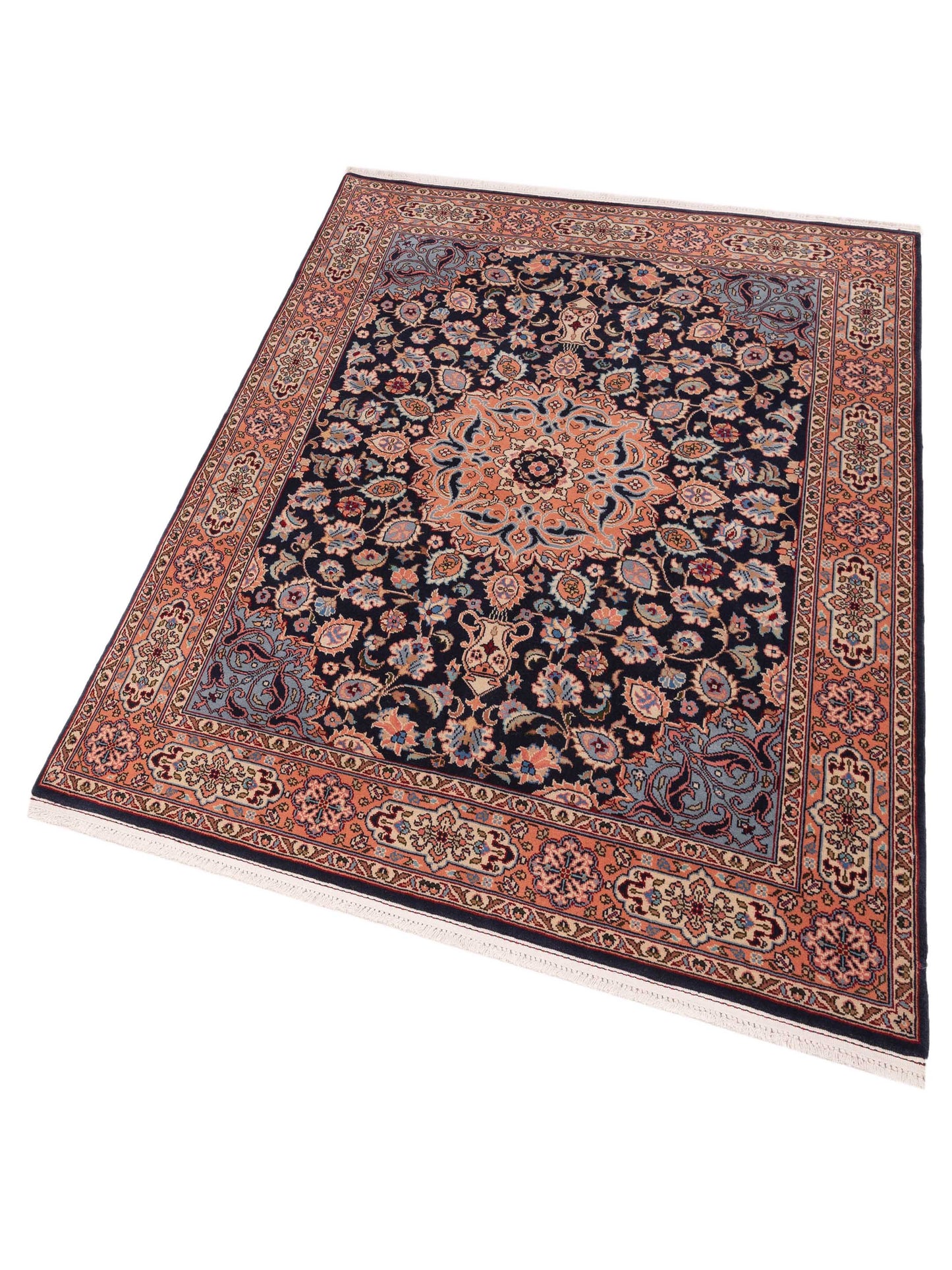 Crown 147777 Navy Pink 6x7.4 Hand Knotted Rug