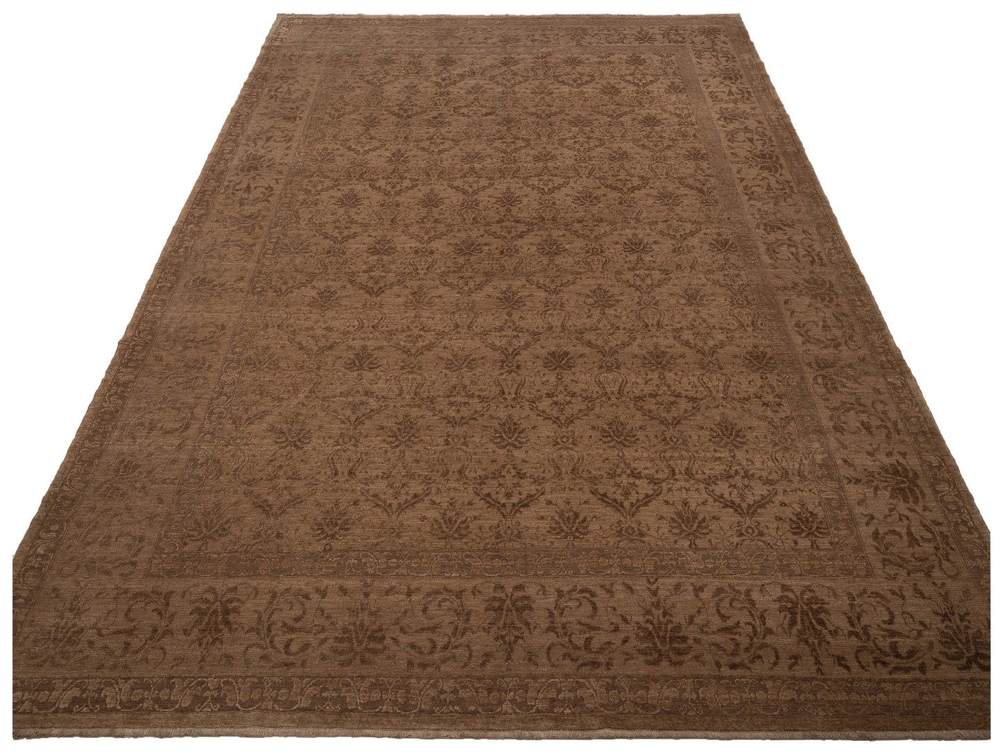 Defne Begonia Light Brown Brown 10.4x13.10 Hand Knotted Rug
