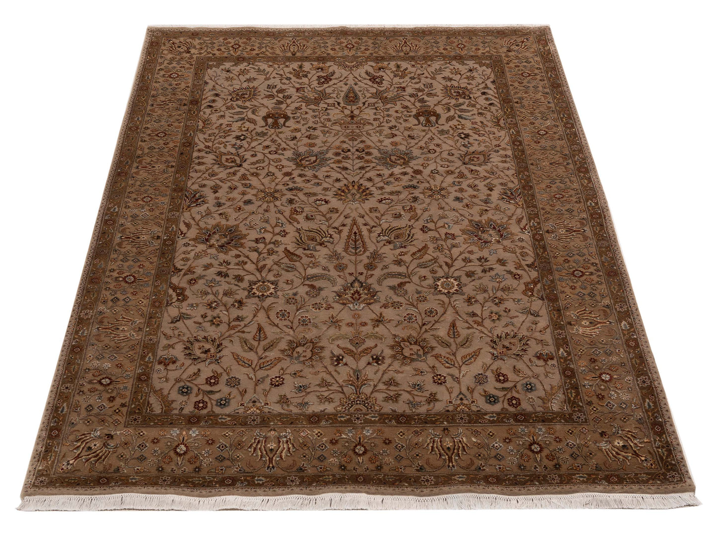 Imperial Silk 153370 Brown Gold 6.2x9 Hand Knotted Rug