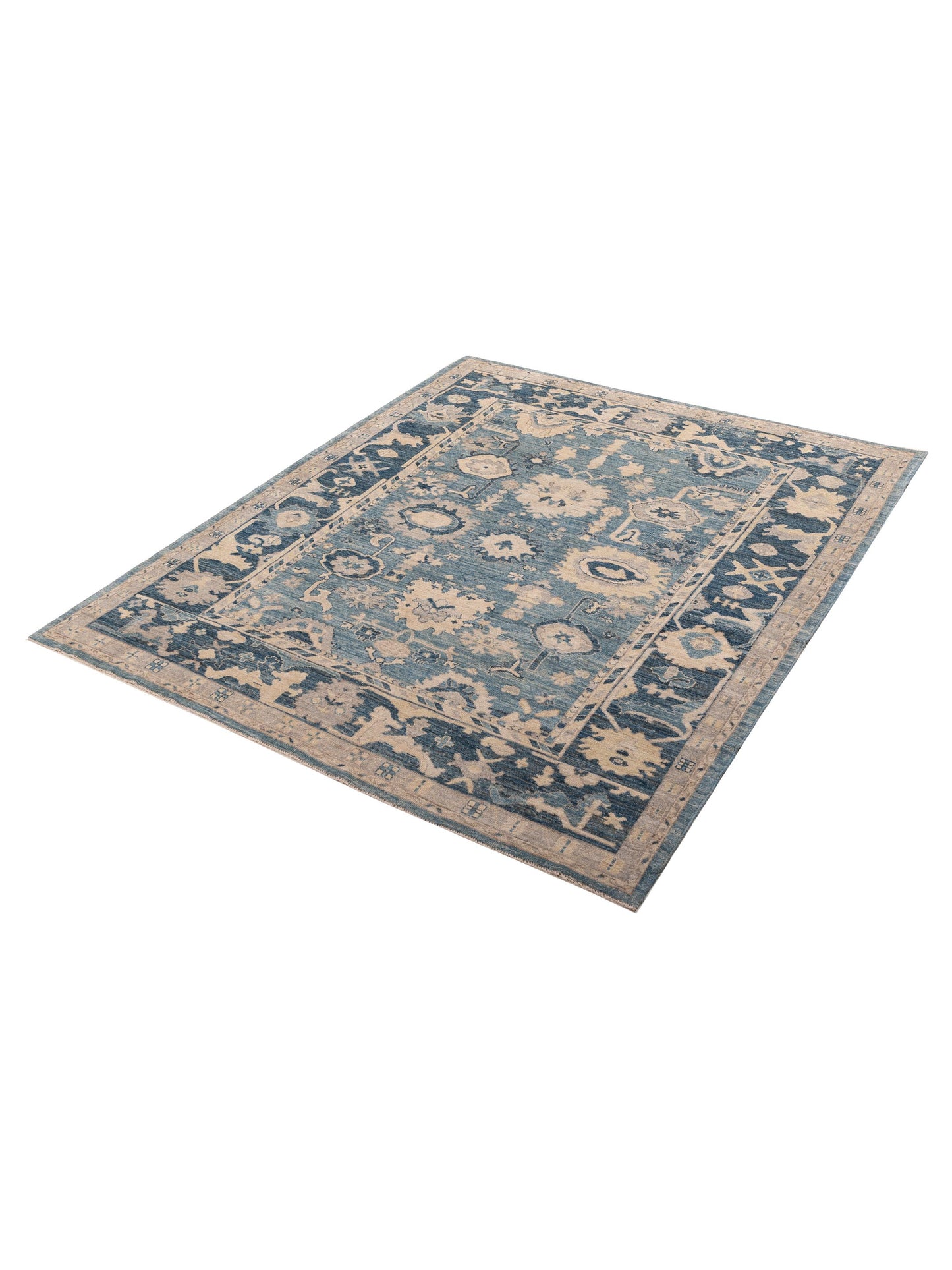 Anadol Oushak 156011 Blue Blue 8.5x9.9 Hand Knotted Rug