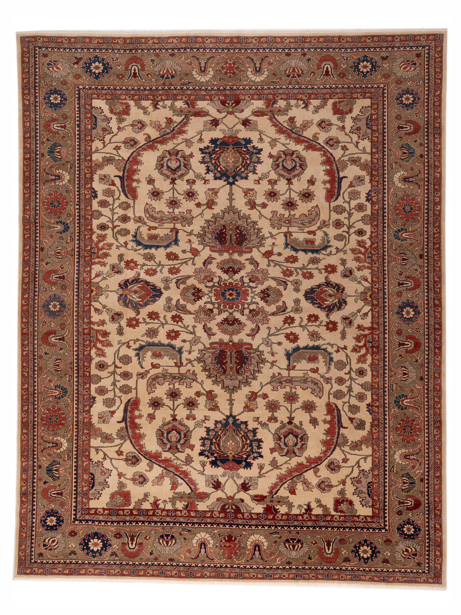 Pasha Antique Loom  Ivory Green Traditional