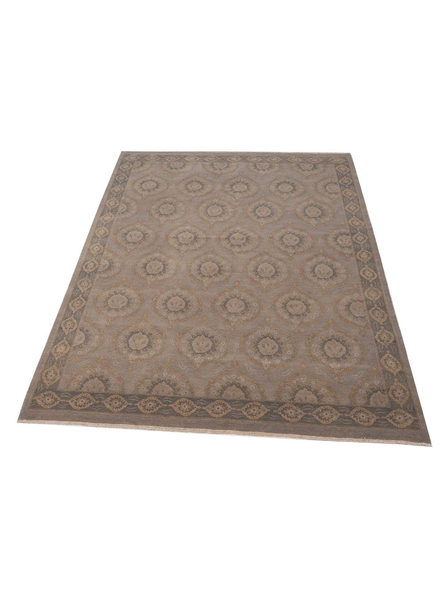 Crown 117056 Silver Green 9x12.3 Hand Knotted Rug