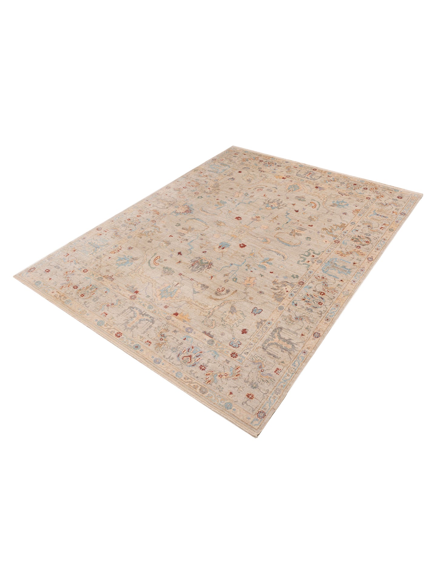 Angora Oushak 154243 Gray Gray 9.4x12.2 Hand Knotted Rug