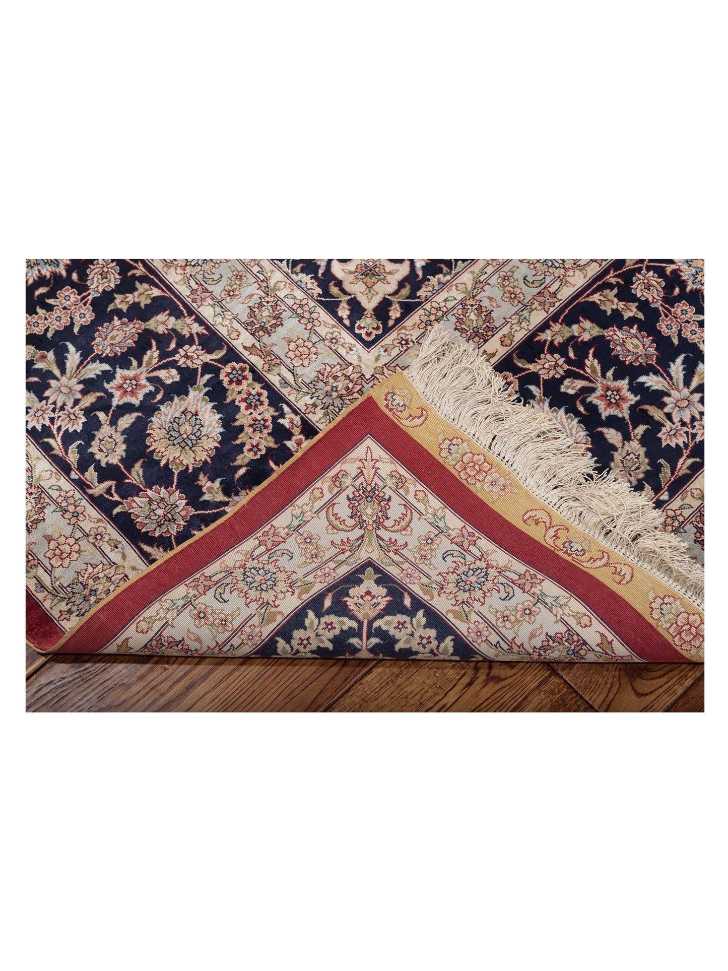 Pure Silk 98262 Red Navy 8.2x10 Hand Knotted Rug