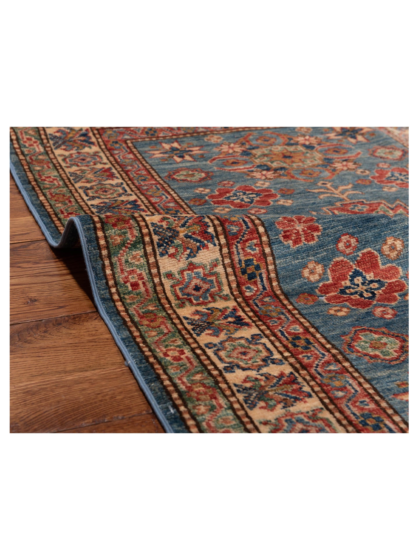 Artisan Kazak 148947 Blue Ivory 3x4.2 Hand Knotted Rug