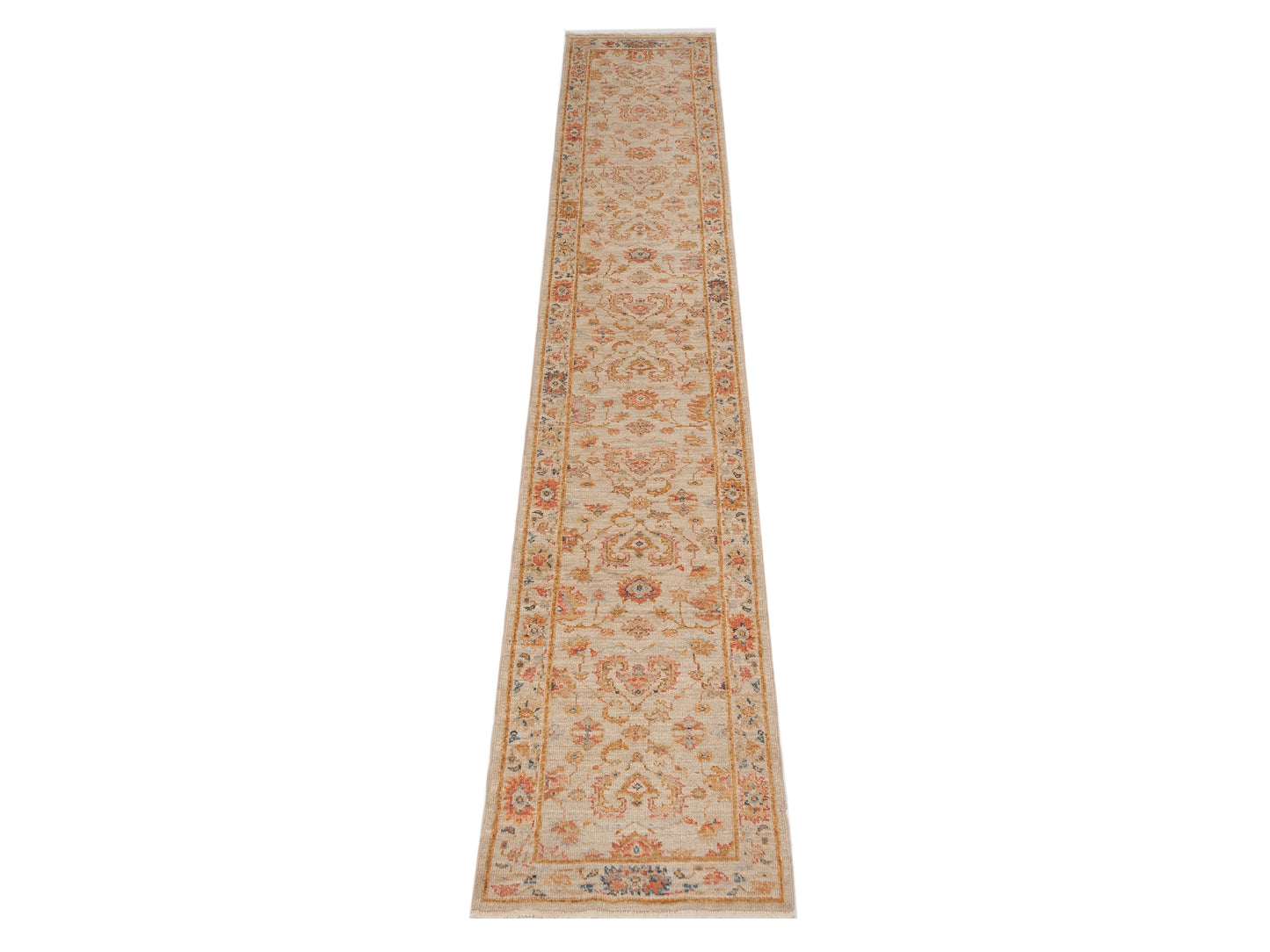 Angora Oushak 148270 Ivory Ivory 2.8x15.2 Hand Knotted Rug